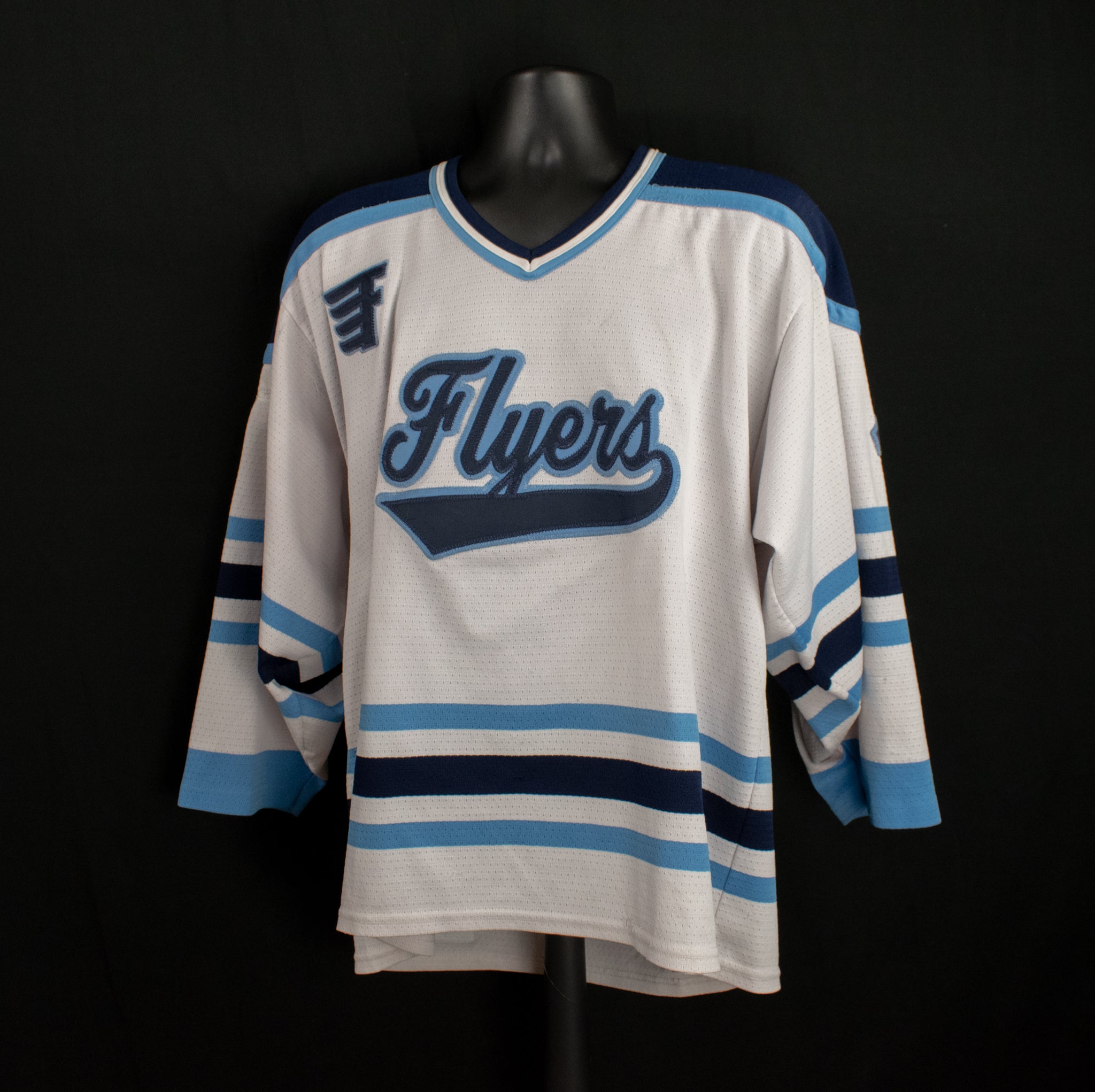 Flyers Hockey Jersey White Blue Medium HW Bauer Used Vintage Hockey Jersey