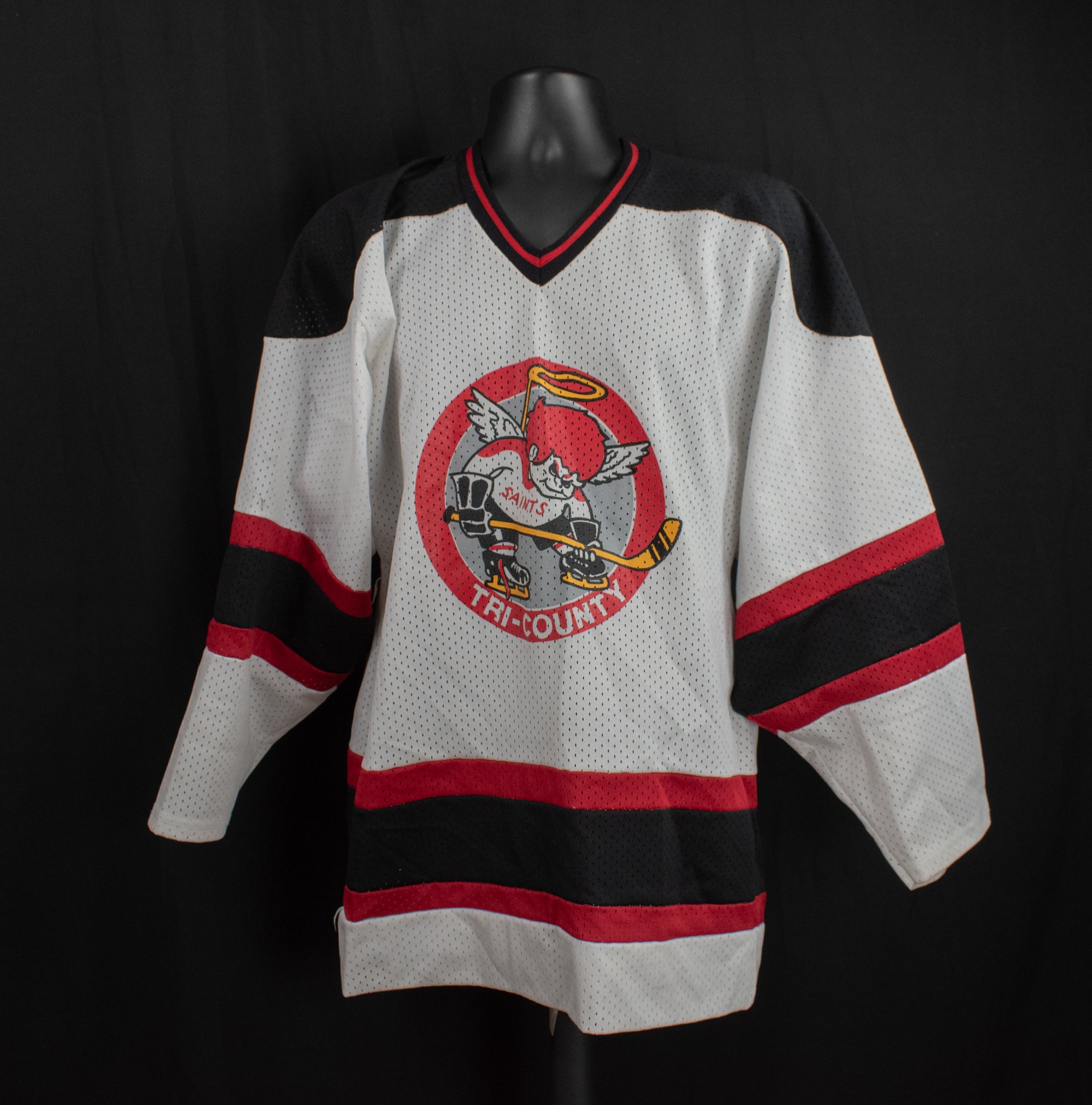 Athletic Hockey Jersey Medium Tri-County Saints Whittaker 20 White Black Red Youth Hockey