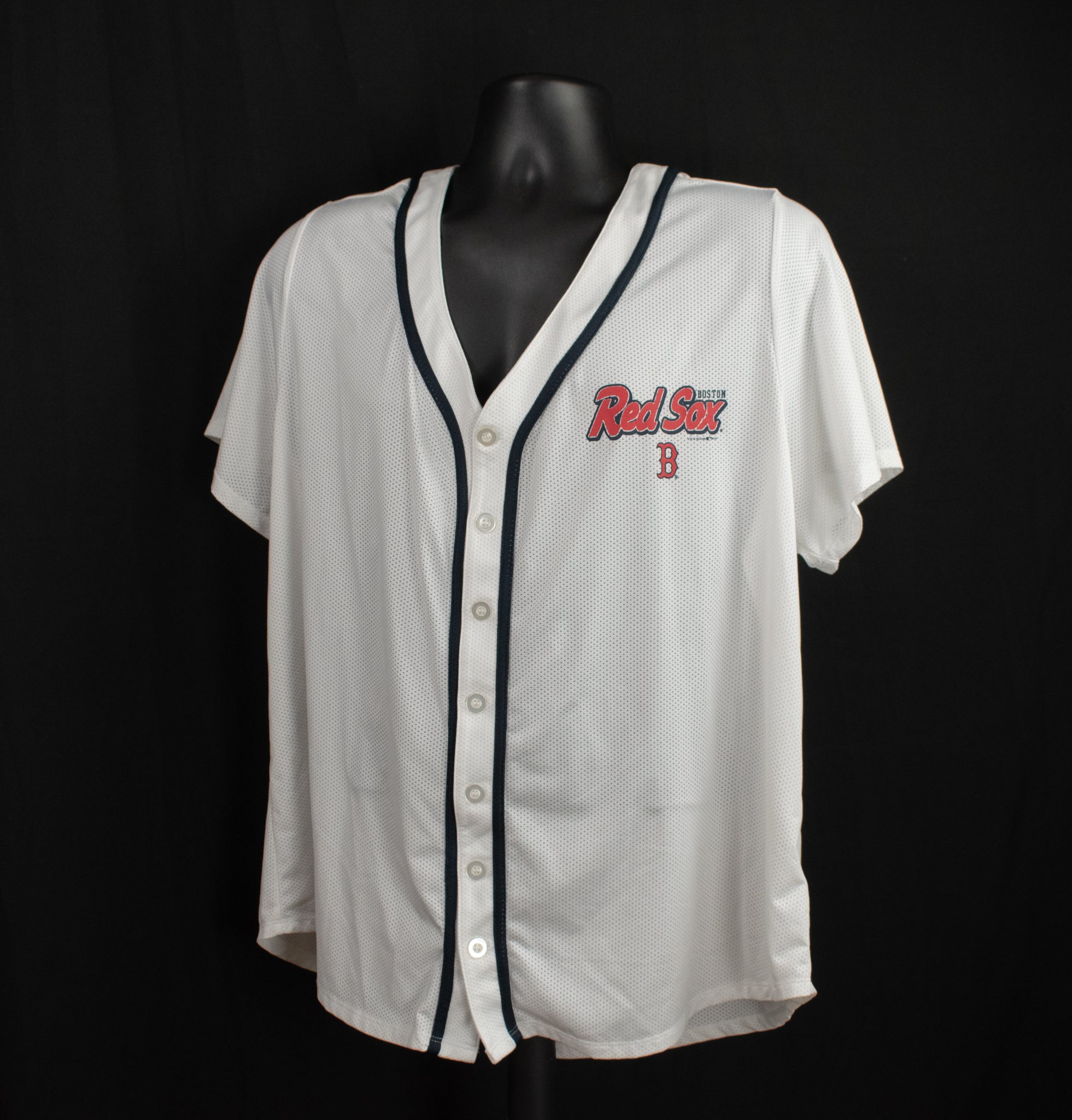 Boston Red Sox MLB Baseball White Jersey Button Up Shirt Top XXL Womens