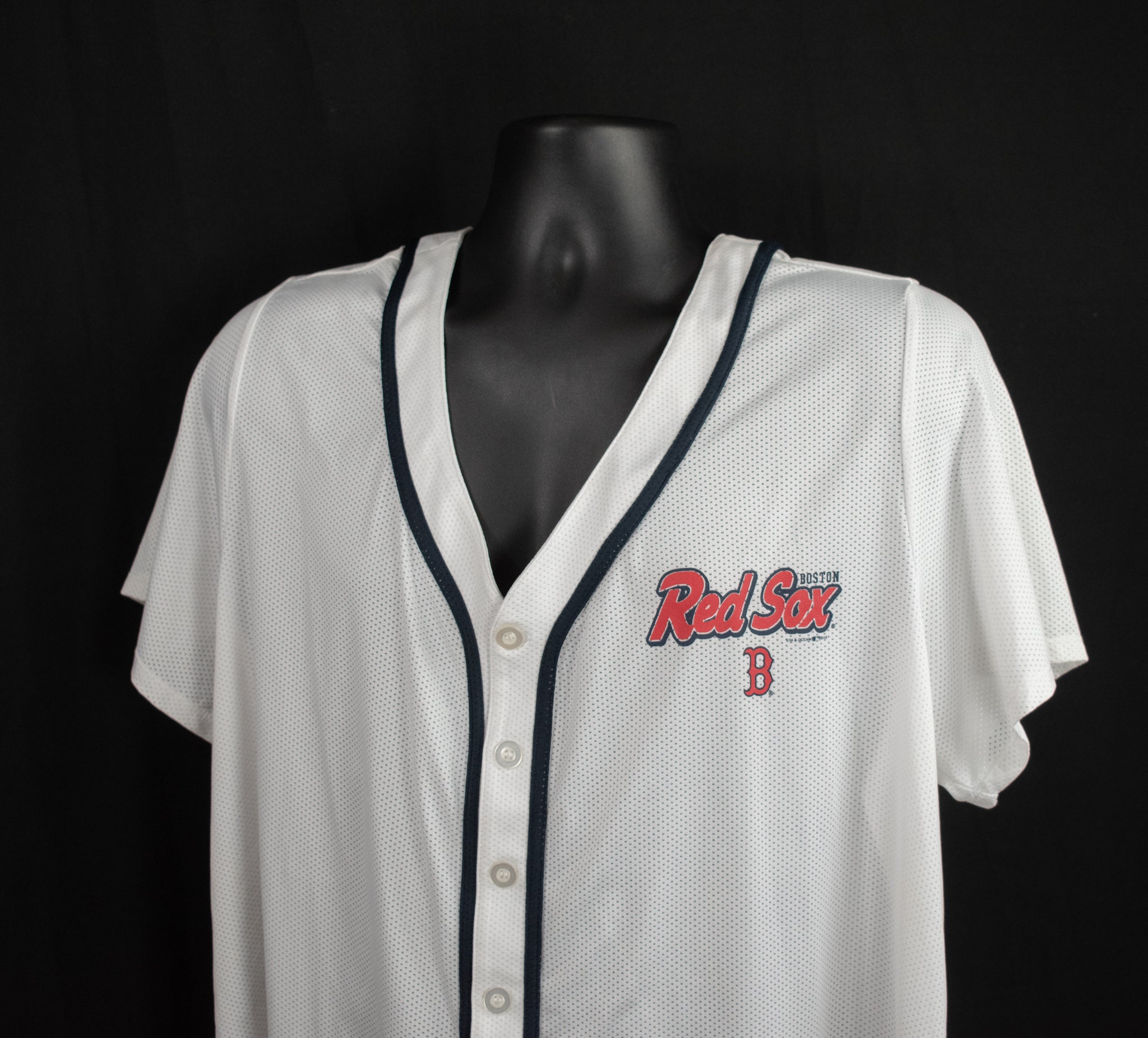 Boston Red Sox MLB Baseball White Jersey Button Up Shirt Top XXL Womens
