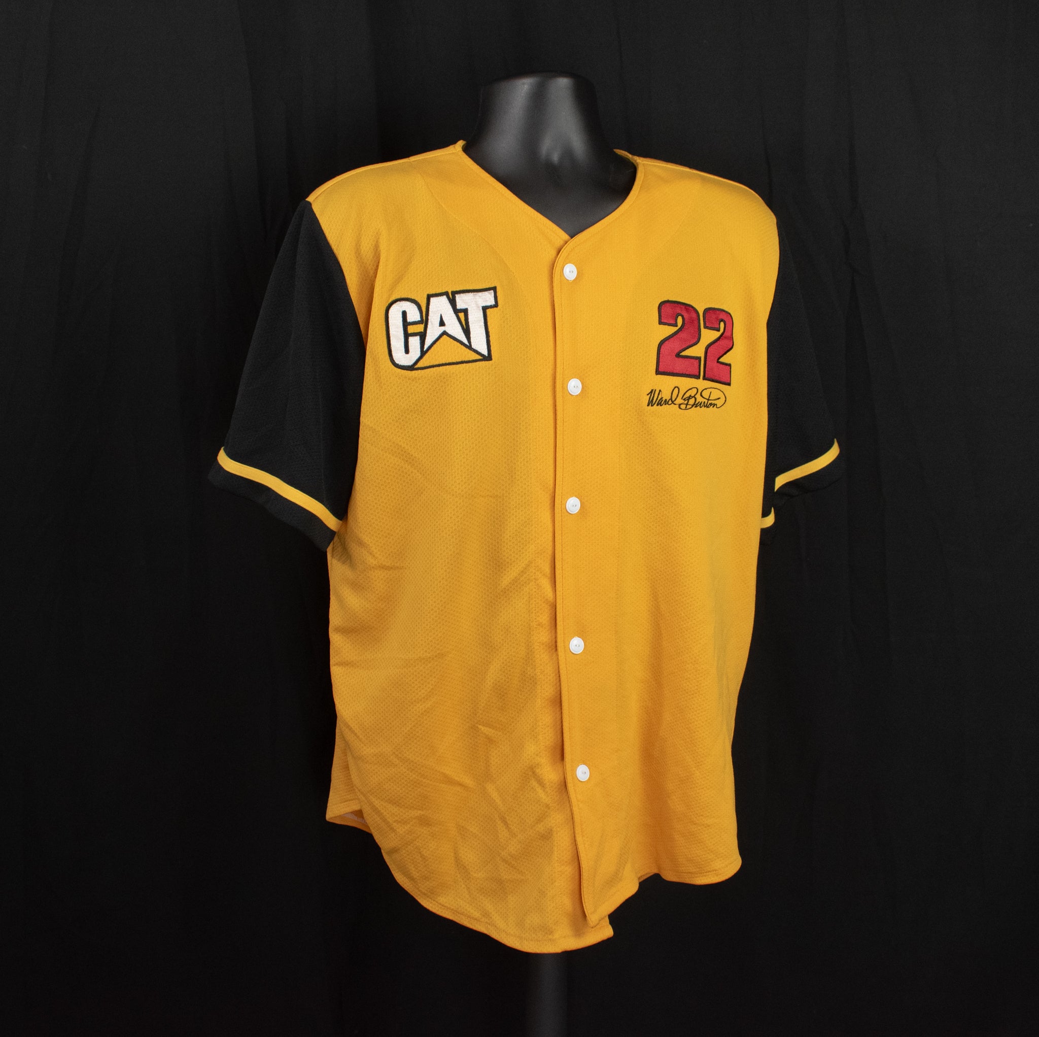 Ward Burton Nascar CAT Button Up Yellow Jersey NASCAR Racing Vintage Shirt Yellow 22