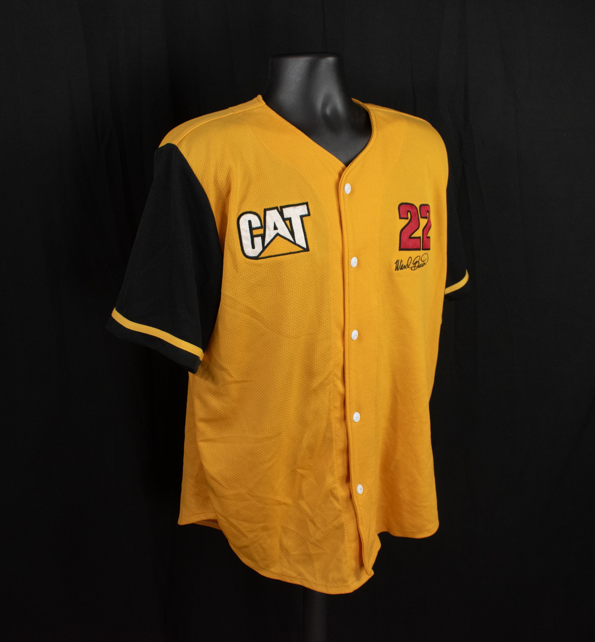 Ward Burton Nascar CAT Button Up Yellow Jersey NASCAR Racing Vintage Shirt Yellow 22
