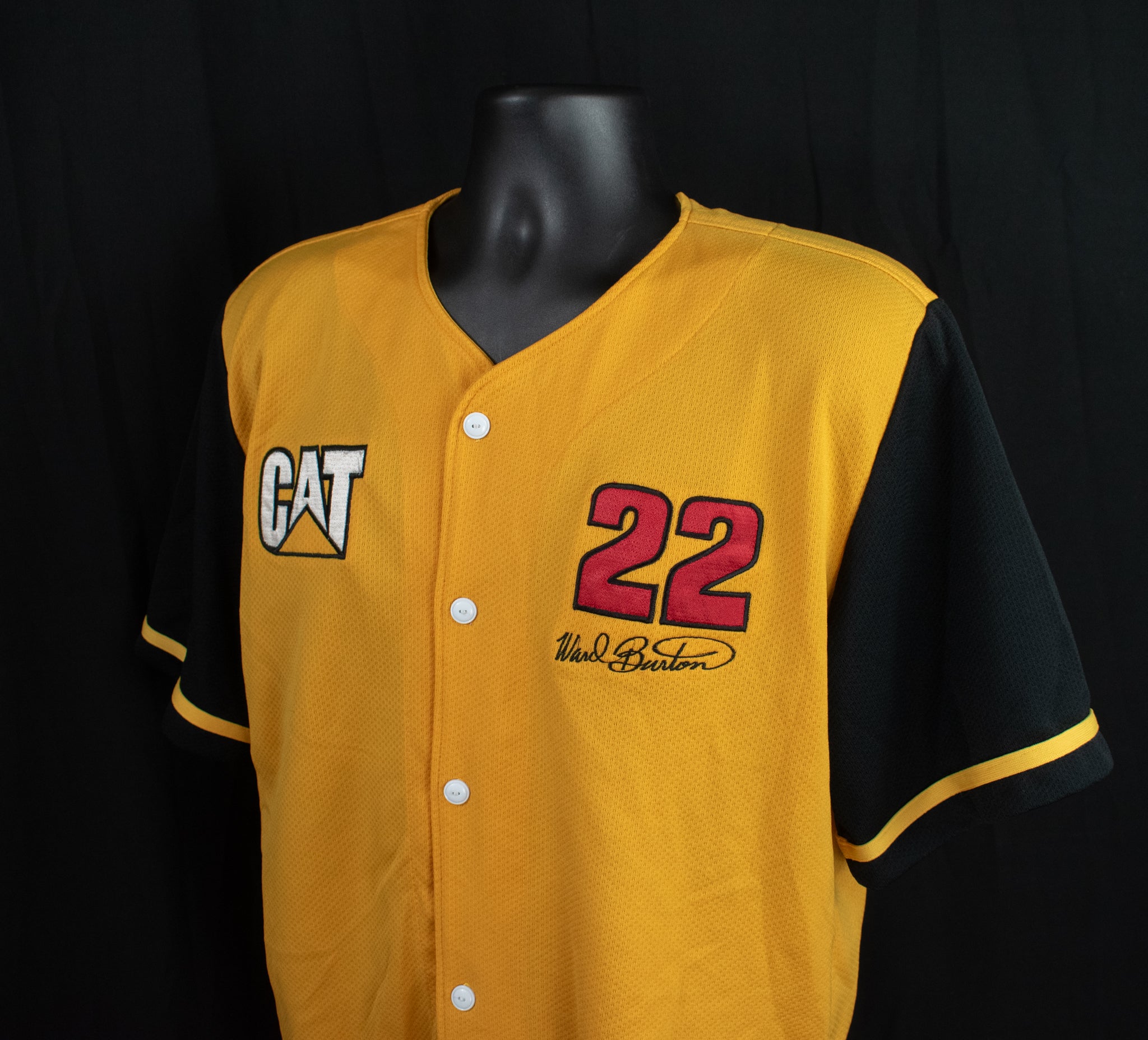 Ward Burton Nascar CAT Button Up Yellow Jersey NASCAR Racing Vintage Shirt Yellow 22