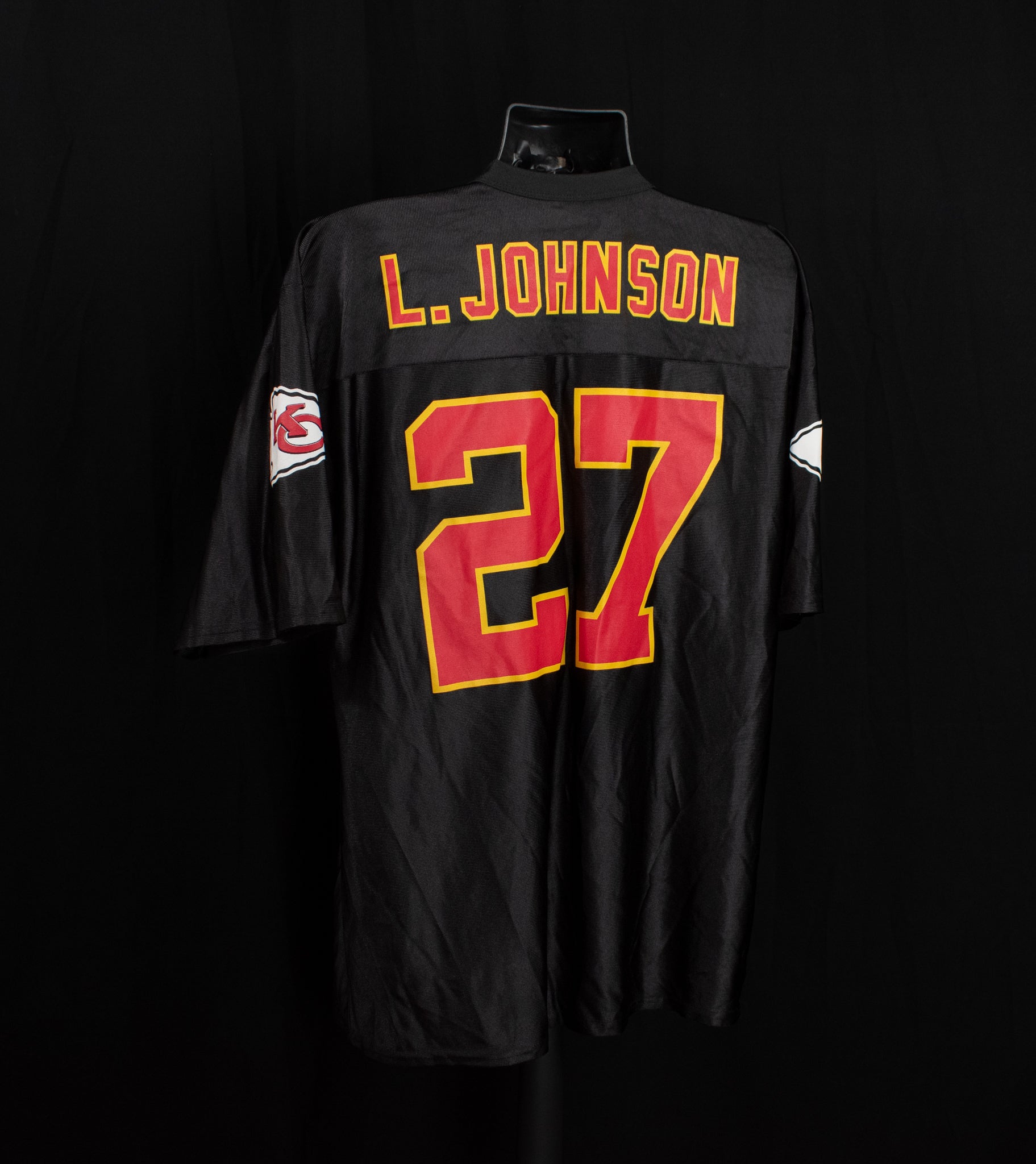 Kansas City Chiefs Football Jersey Black Large L Johnson 27 Authentic Jersey NFL