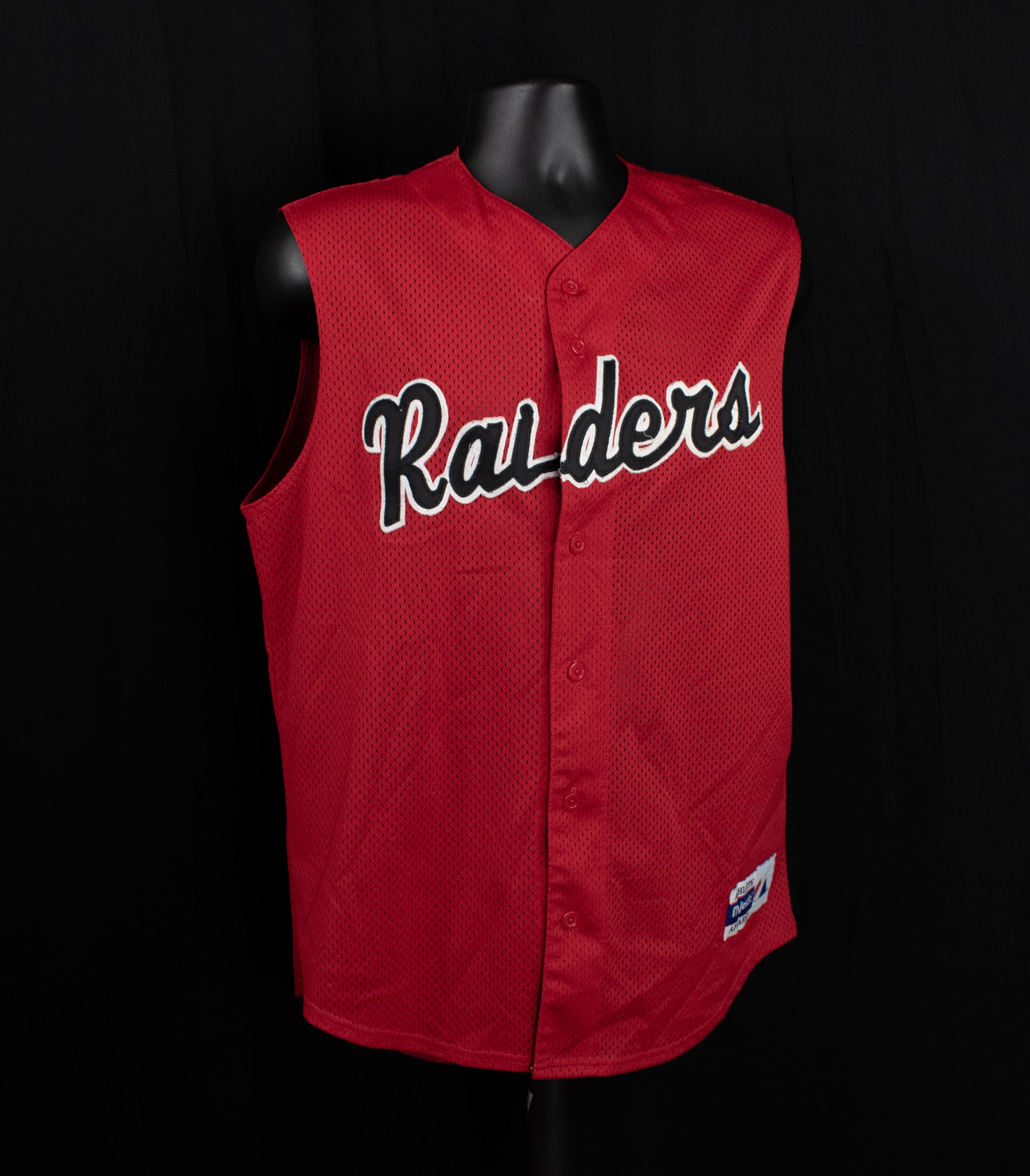 Vintage Raiders Athletic Apparel Majestic Mens Jersey Top Medium Red Used Baseball