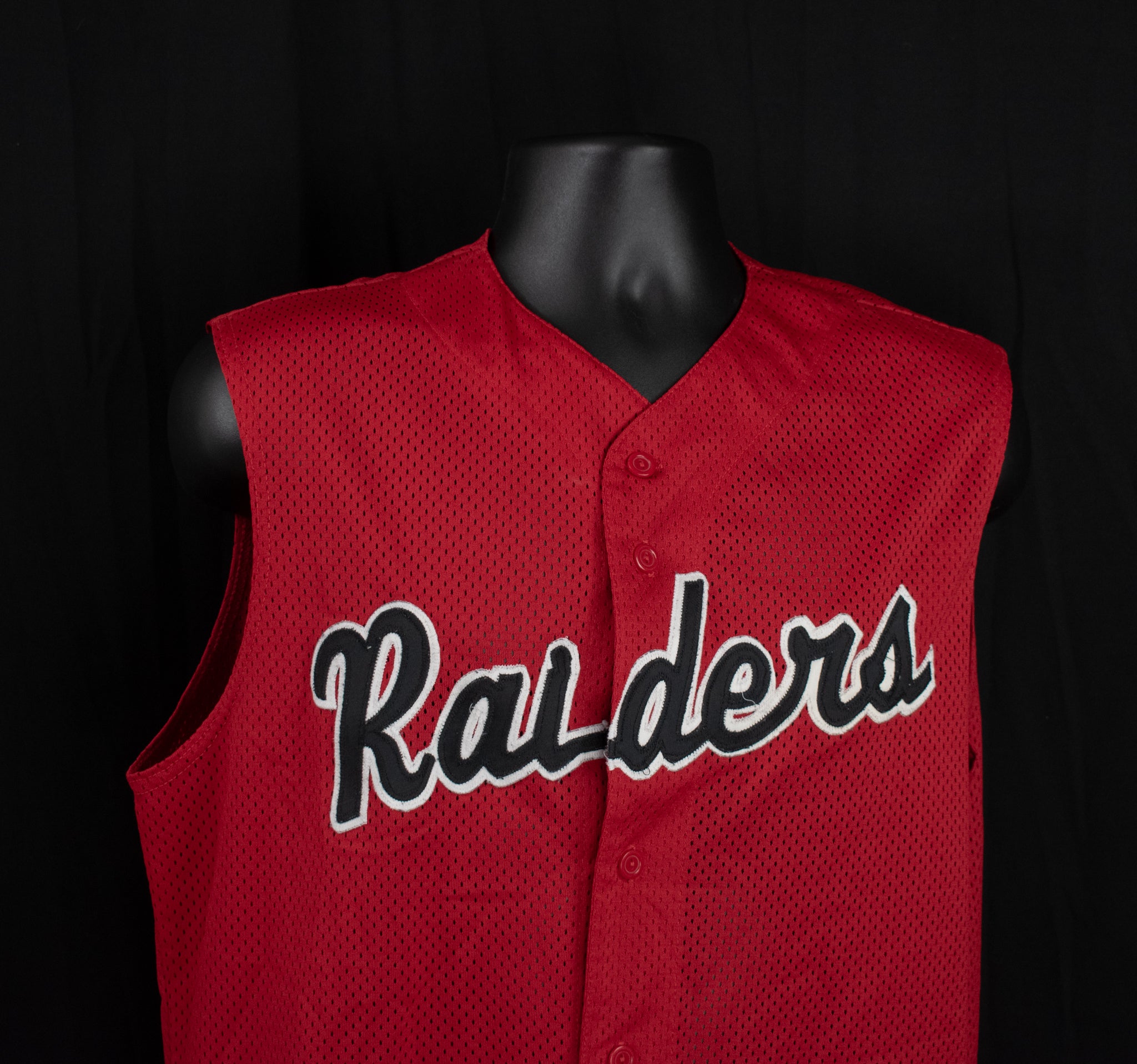 Vintage Raiders Athletic Apparel Majestic Mens Jersey Top Medium Red Used Baseball