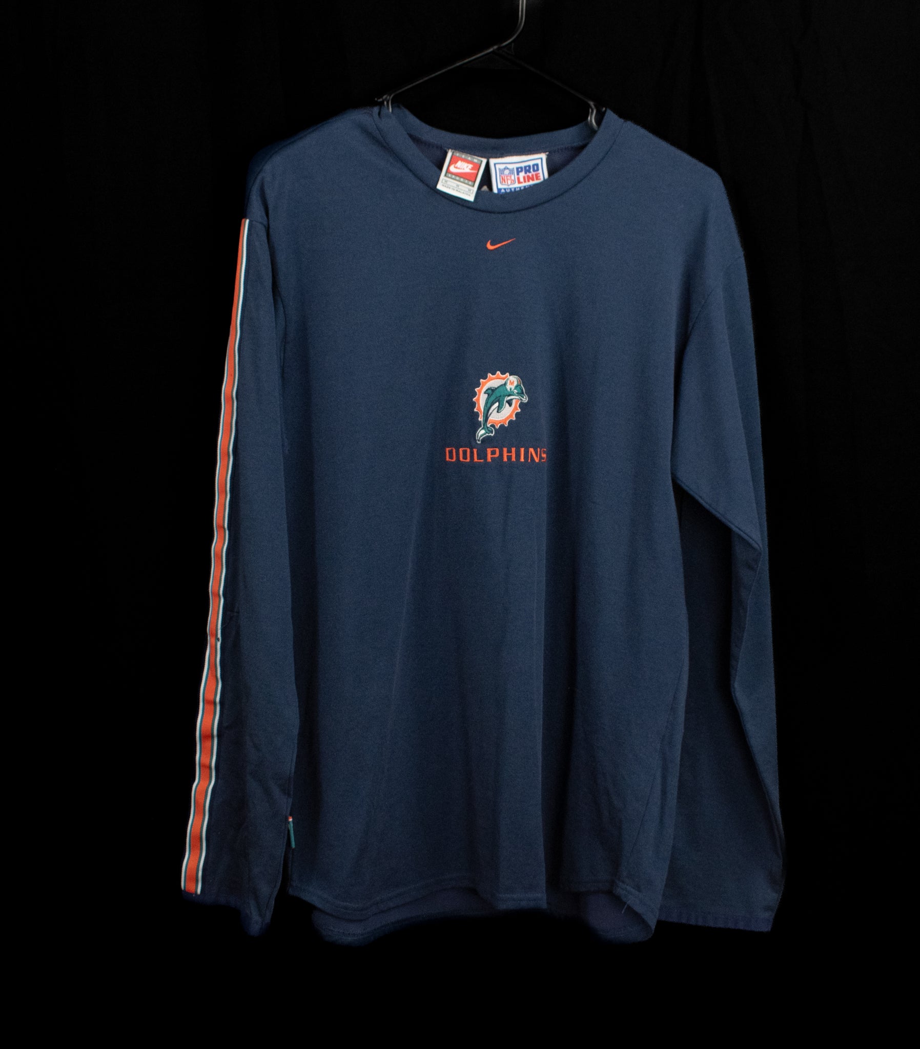 Miami Dolphins Nike Long Sleeve Vintage Pro Line Jersey Shirt Medium Shirt NFL Football