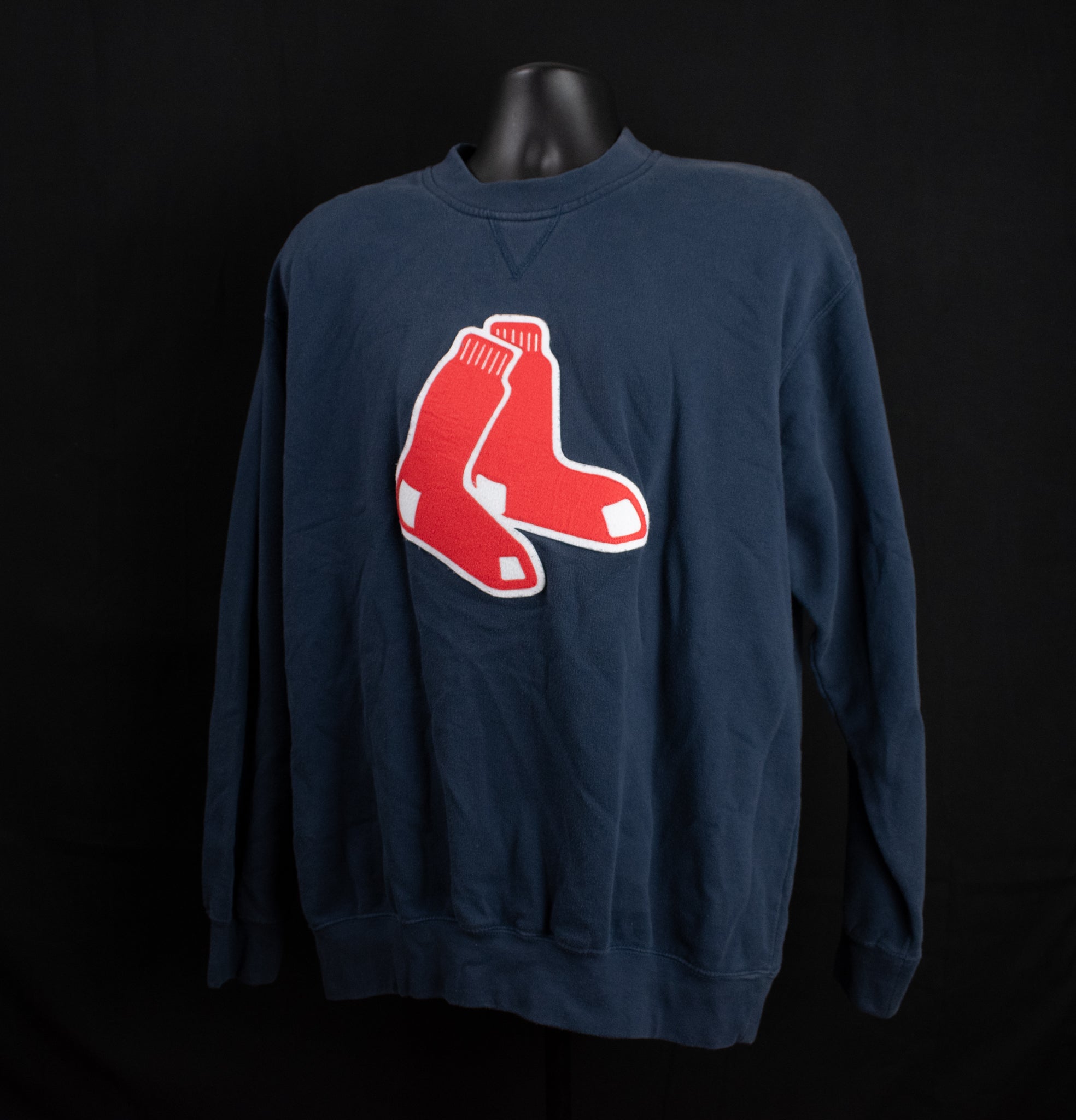 Boston Red Sox Pull Over Vintage Sweatshirt Large Mens MLB Baseball Sweater Majestic Blue