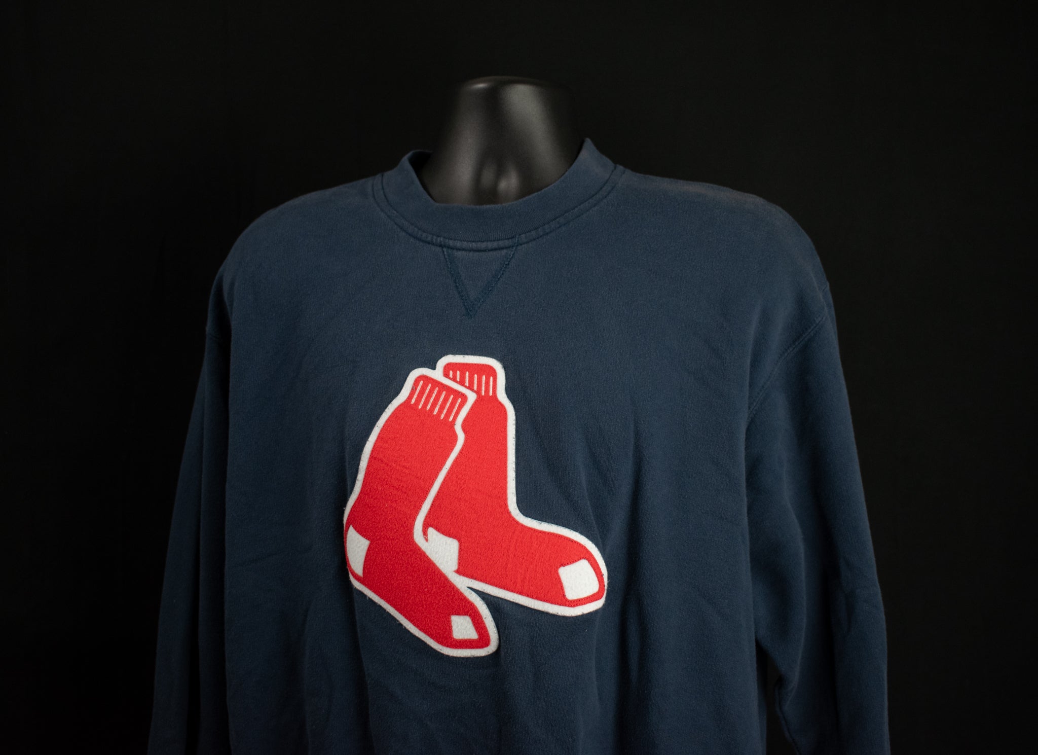 Boston Red Sox Pull Over Vintage Sweatshirt Large Mens MLB Baseball Sweater Majestic Blue