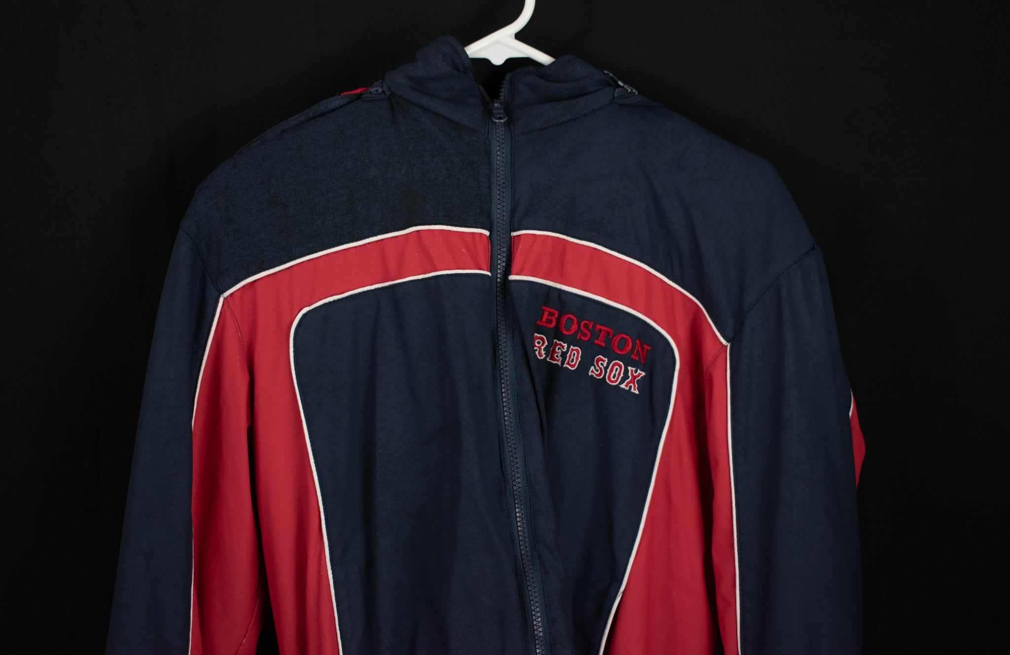 Boston Red Sox MLB Baseball Winter Jacket Large 16-18 Kids Coat Red Blue Youth
