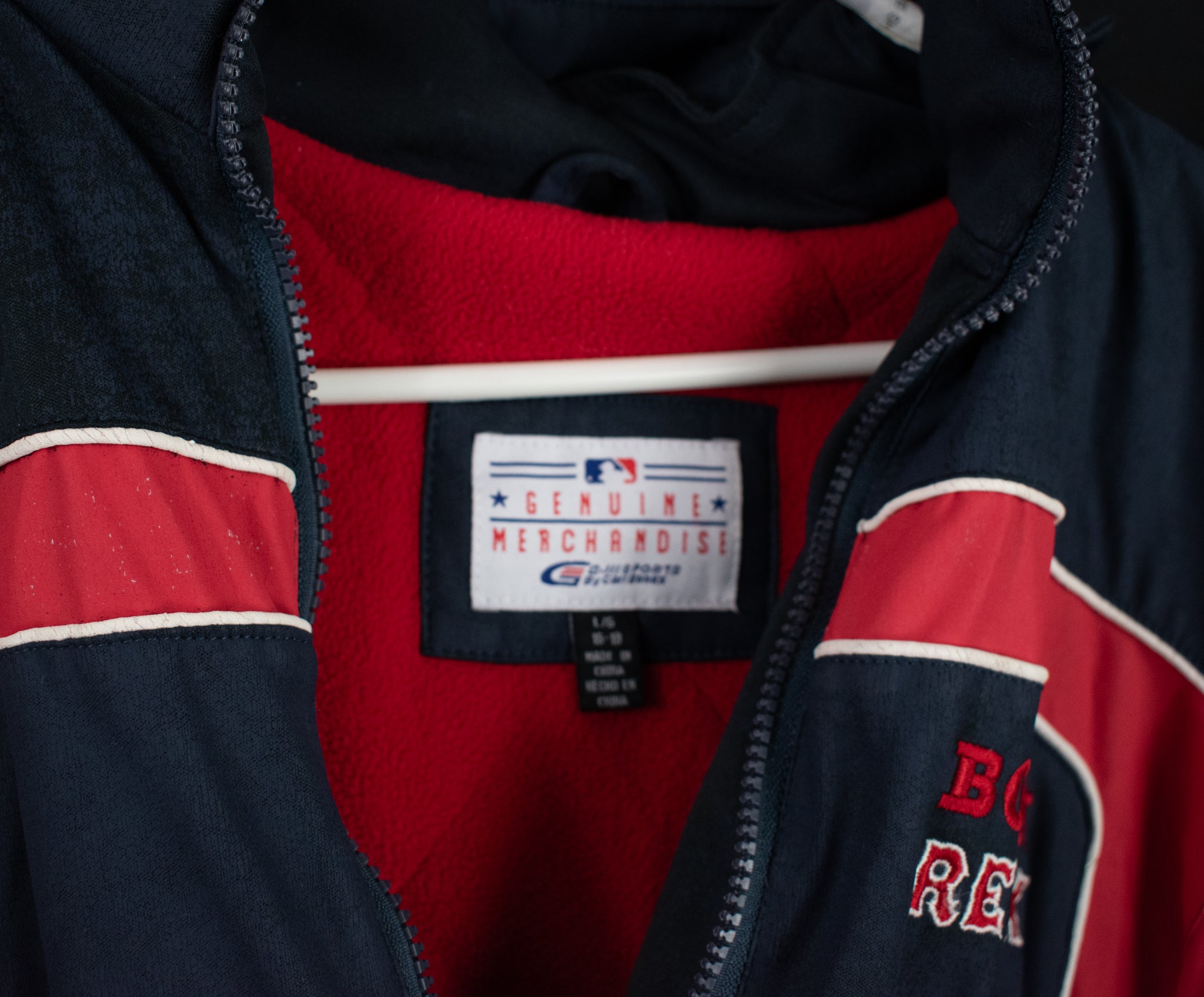 Boston Red Sox MLB Baseball Winter Jacket Large 16-18 Kids Coat Red Blue Youth