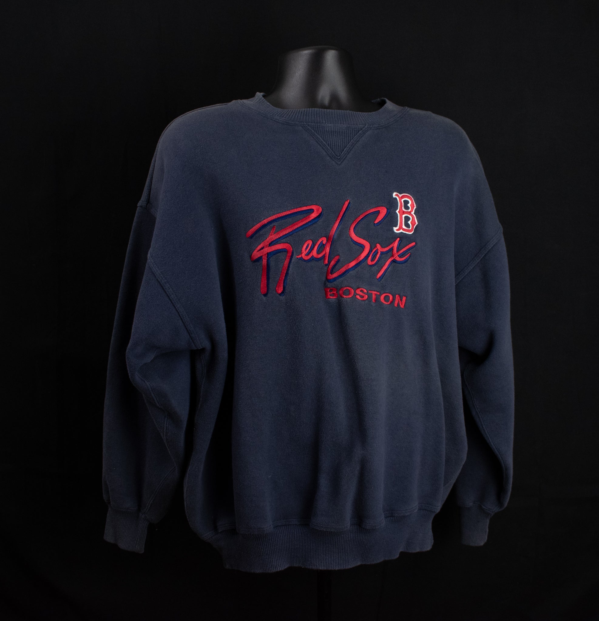 Vintage Boston Red Sox Adult Pullover MLB Baseball Large Sweater Crable Sportswear Blue