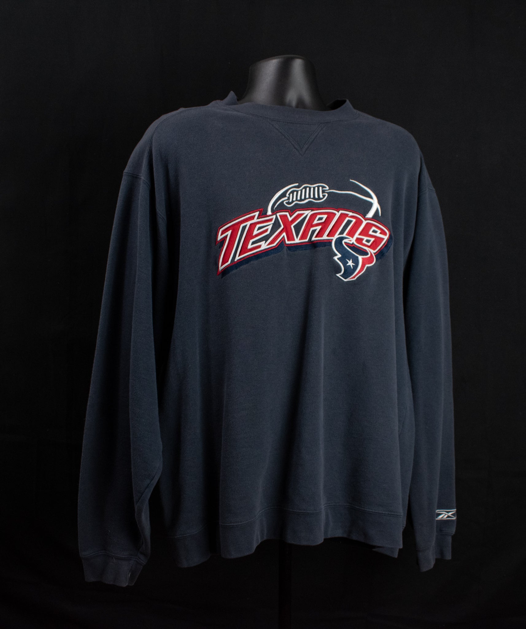 Houston Texans Large Pullover Sweatshirt Medium Reebok Authentic Faded Blue