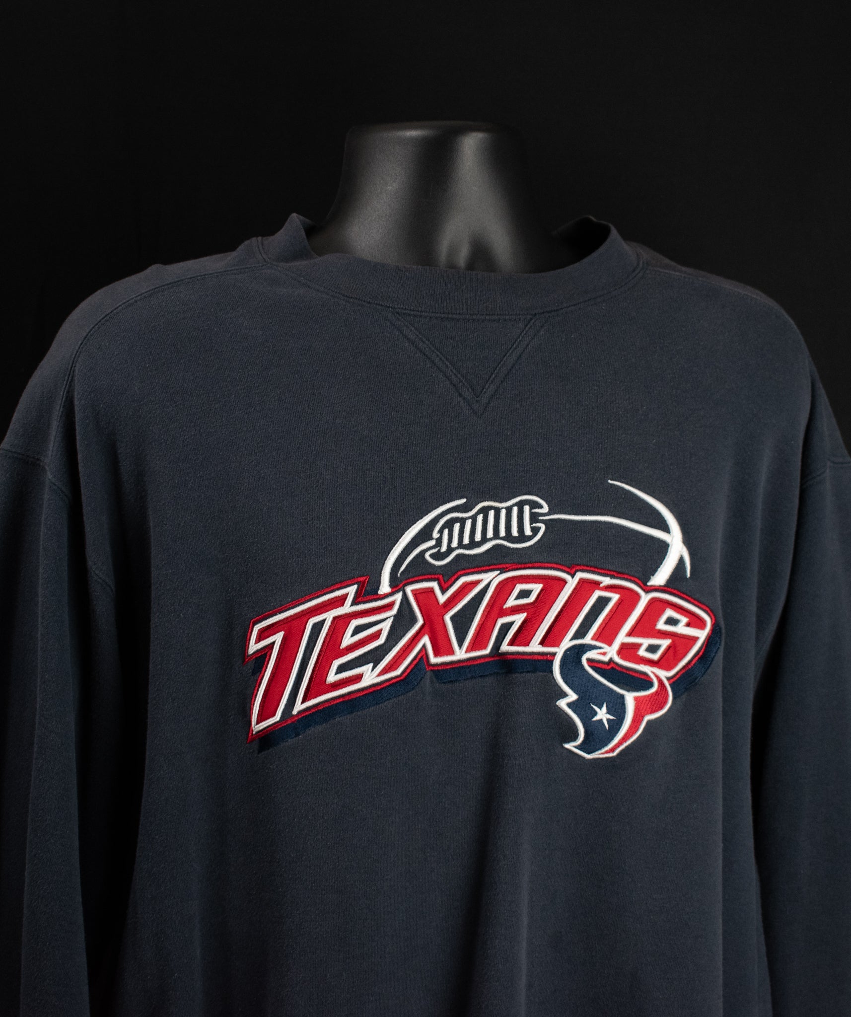 Houston Texans Large Pullover Sweatshirt Medium Reebok Authentic Faded Blue