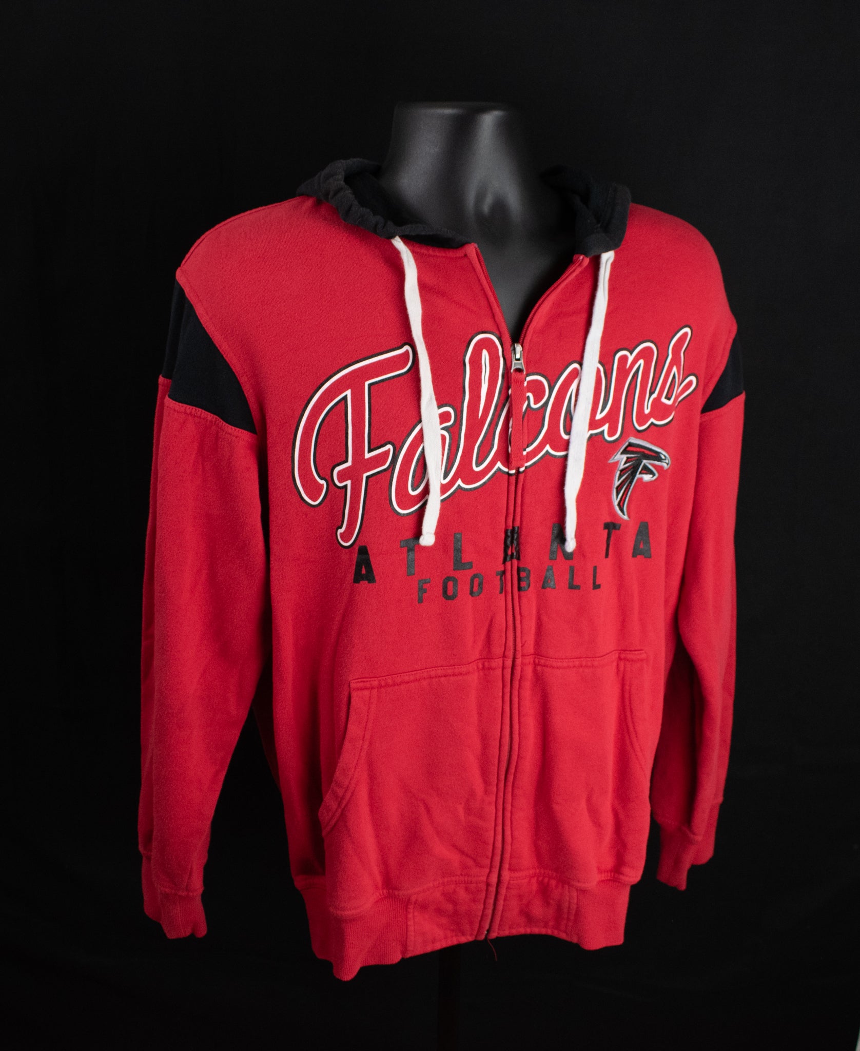 Atlanta Falcons Mens Zip Up Hoodie Medium NFL Football Sweatshirt Red Black