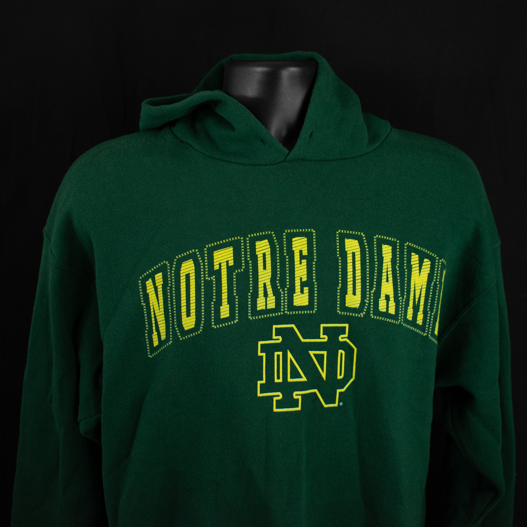 Notre Dame Sweatshirt Green Adult Pullover University Yellow College Sweater Large