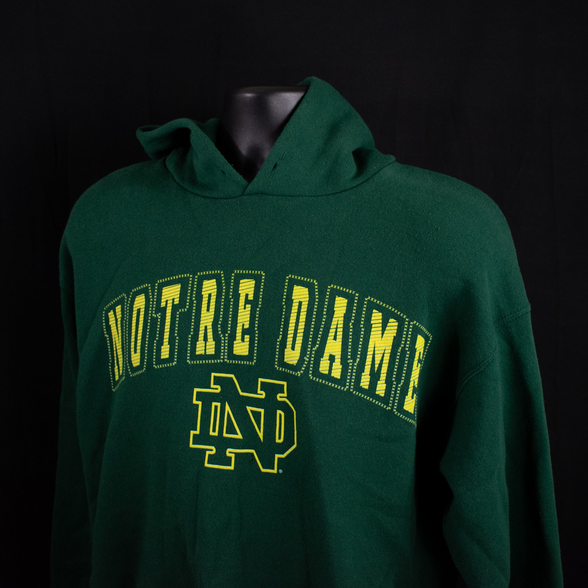 Notre Dame Sweatshirt Green Adult Pullover University Yellow College Sweater Large