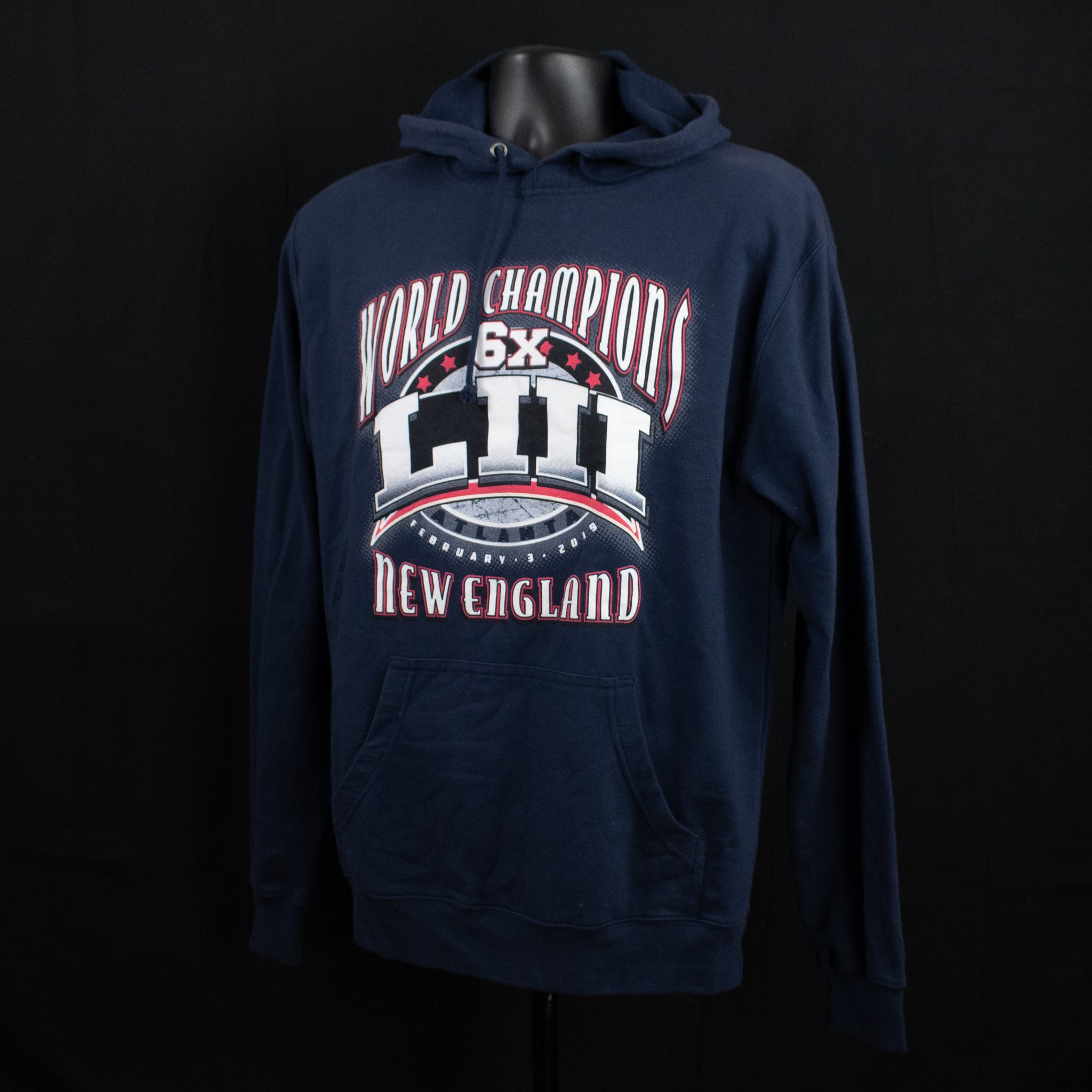 New England Patriots Hoodie World Champions 2019 Sweatshirt NFL Football Blue Adult