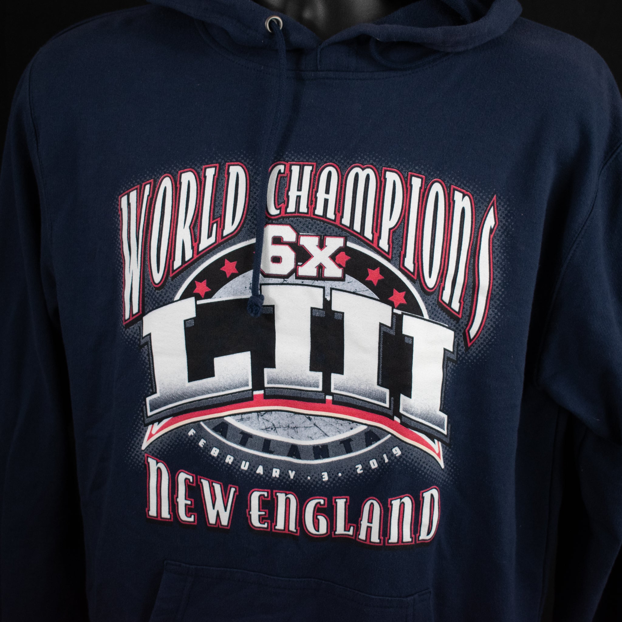 New England Patriots Hoodie World Champions 2019 Sweatshirt NFL Football Blue Adult