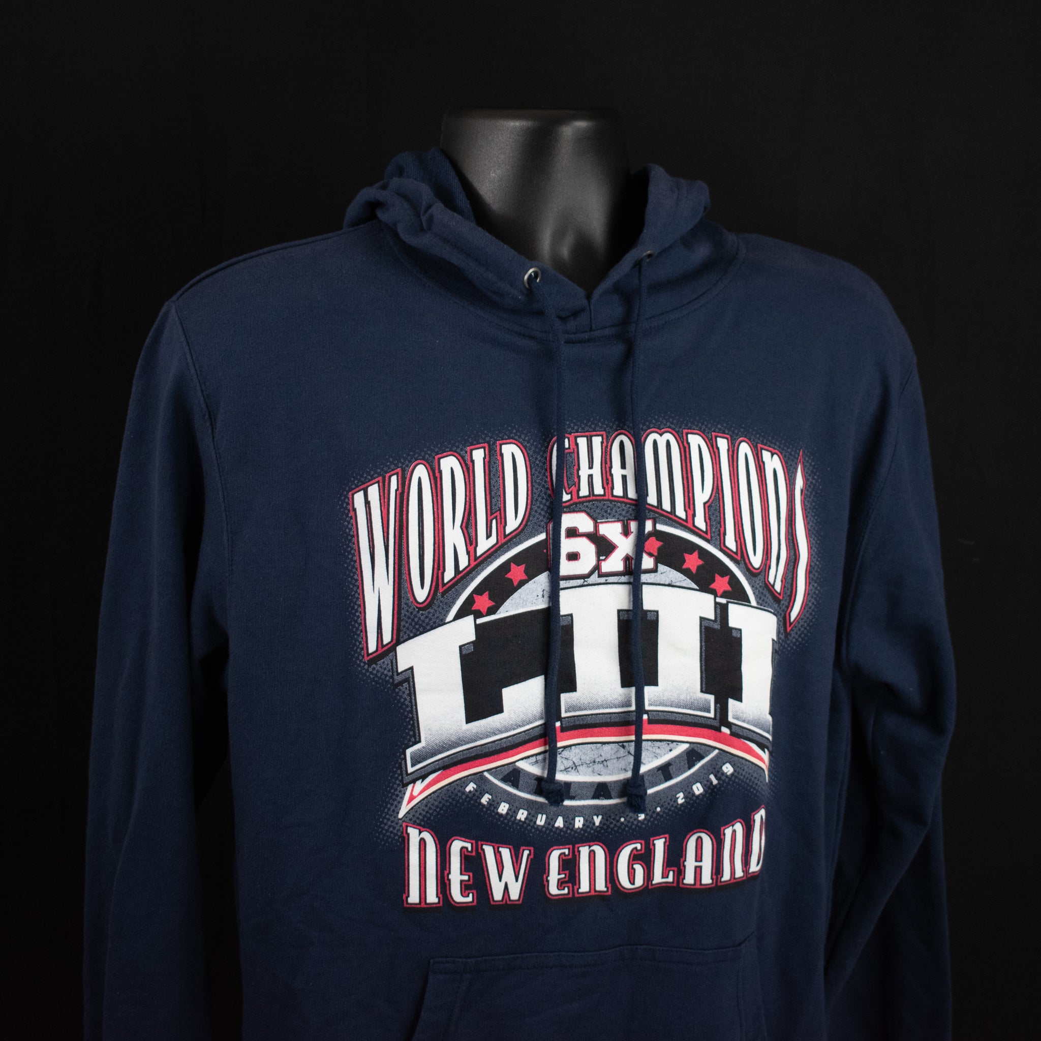 New England Patriots Hoodie World Champions 2019 Sweatshirt NFL Football Blue Adult
