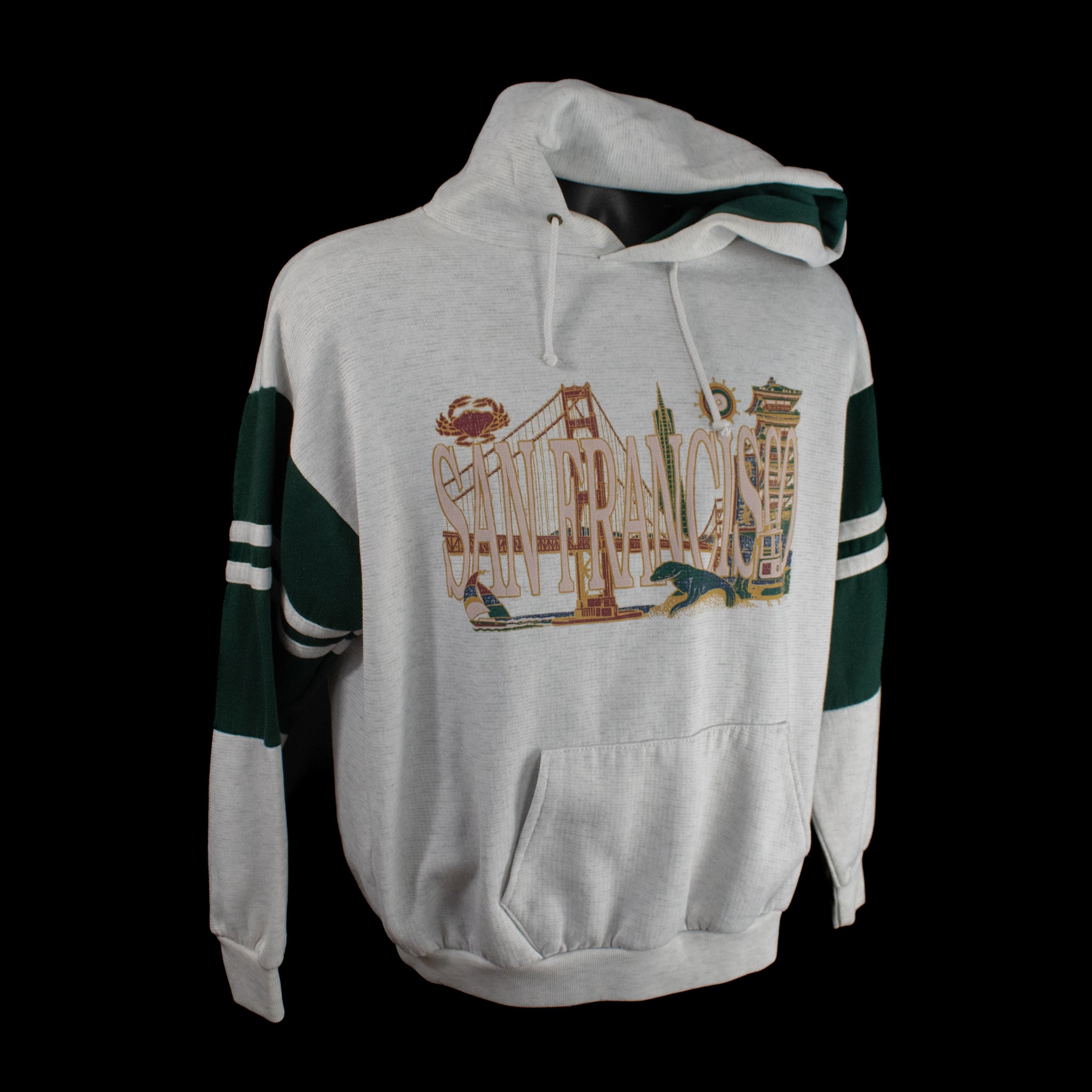 San Francisco Sweatshirt Authentic Hoodie Vintage White Green Sweater SF California Large Female