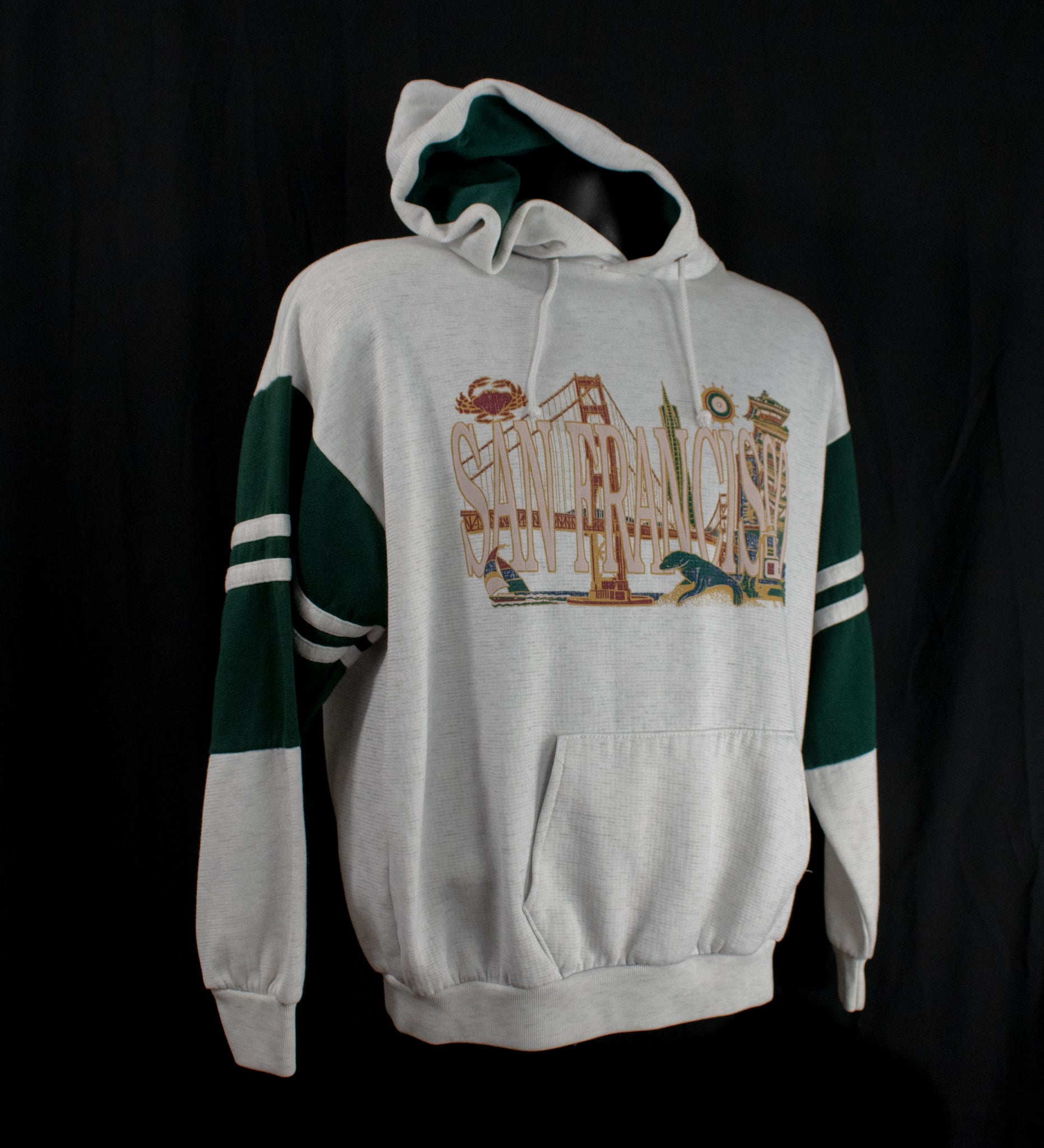 San Francisco Sweatshirt Authentic Hoodie Vintage White Green Sweater SF California Large Female