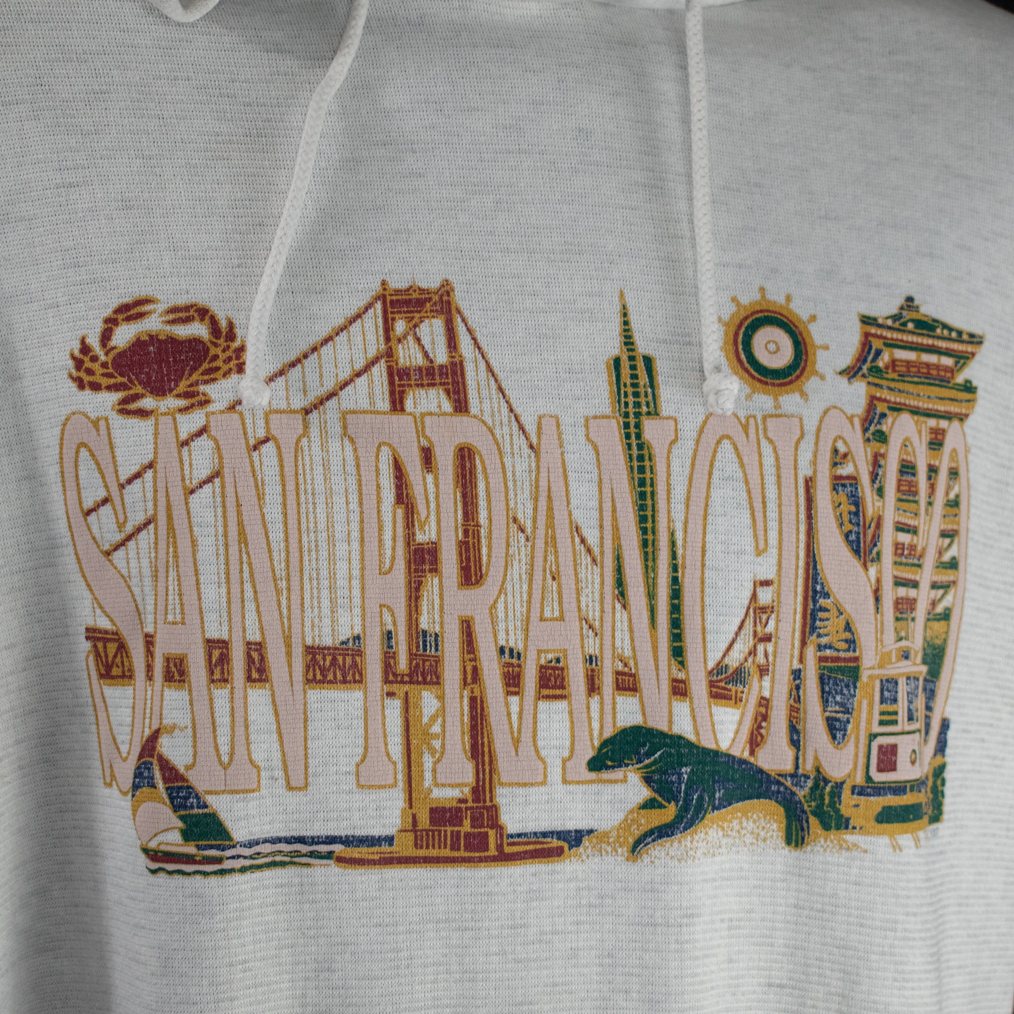 San Francisco Sweatshirt Authentic Hoodie Vintage White Green Sweater SF California Large Female
