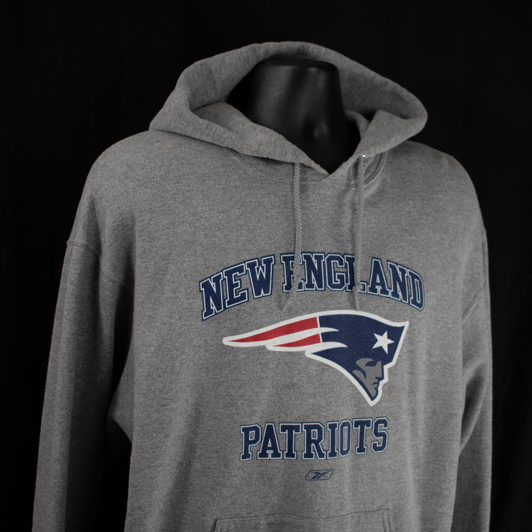 New England Patriots XL Sweatshirt NFL Football Hoodie Adult Authentic Reebok Gray