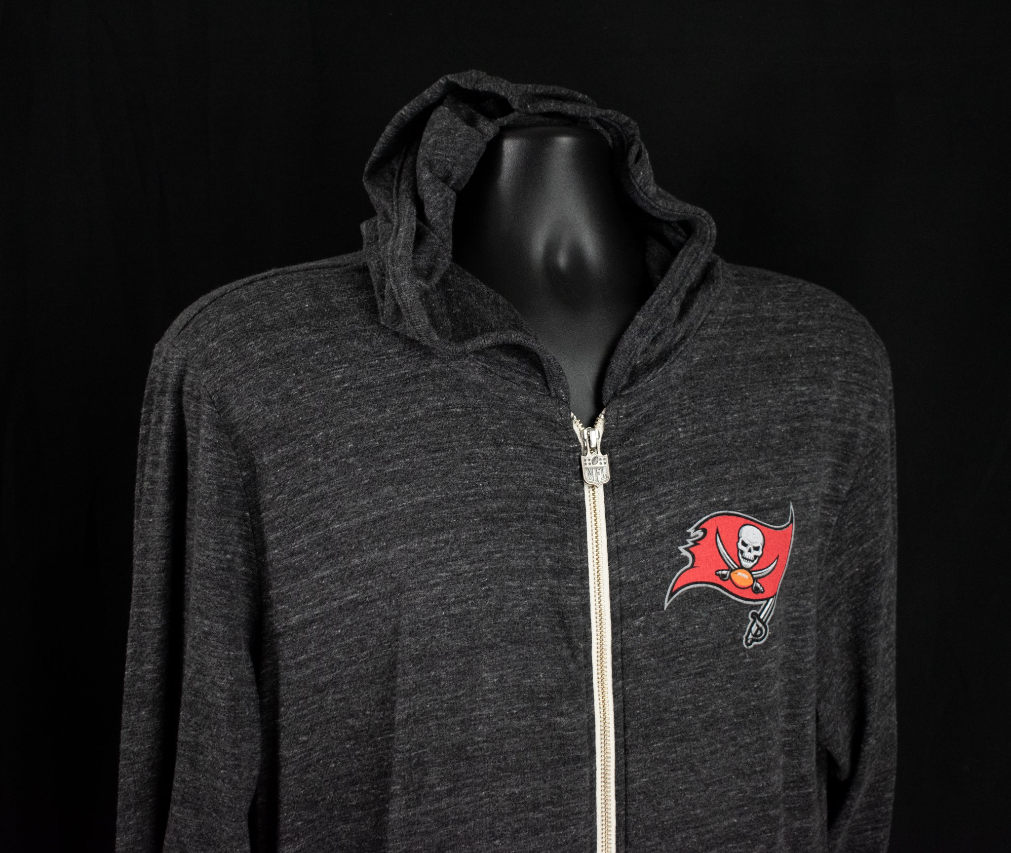 Tampa Bay Buccaneers NFL Football Large Grey Hoodie Authentic Zip Up Adult Sweatshirt
