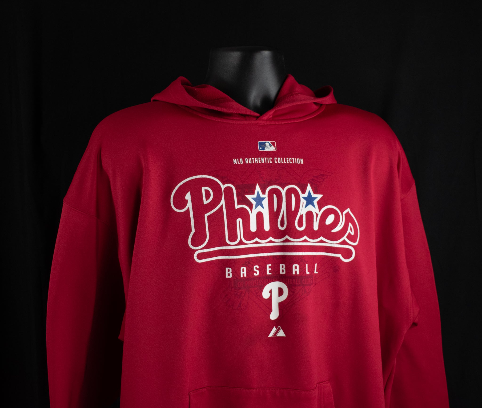 Phillies Baseball Hoodie Red Mens MLB Baseball Sweatshirt Majestic XL Authentics