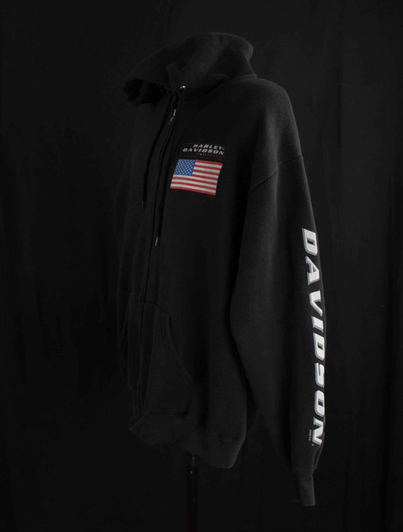 Vintage Harley Davidson Sweatshirt Men Large Hoodie Black USA Zipper LEE 1999