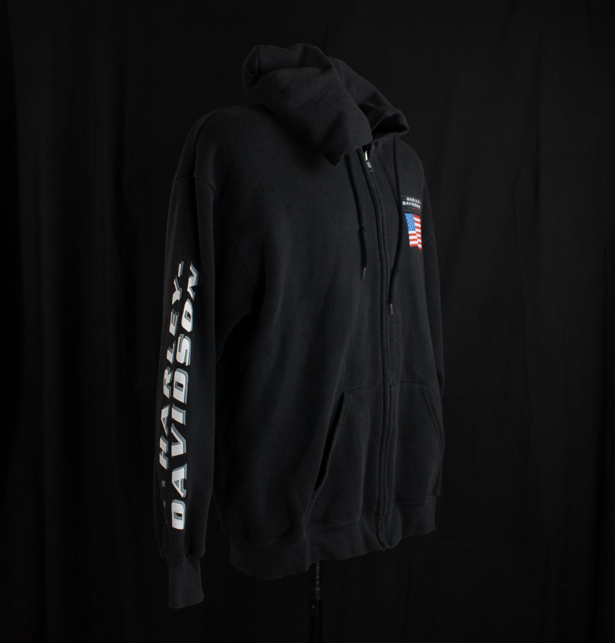 Vintage Harley Davidson Sweatshirt Men Large Hoodie Black USA Zipper LEE 1999