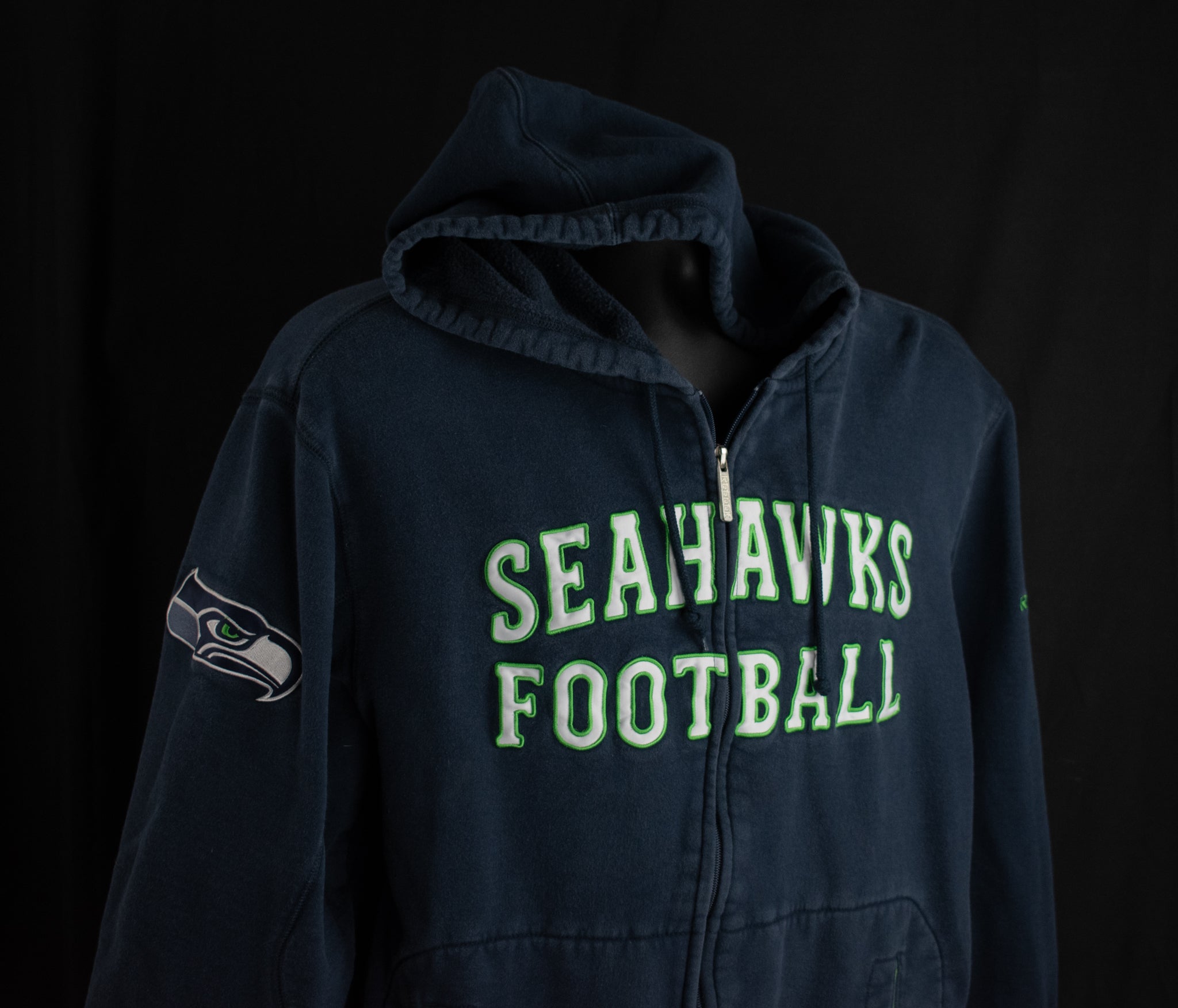 Seahawks Sweatshirt Mens Medium NFL Football Hoodie Authentic Blue Stitched