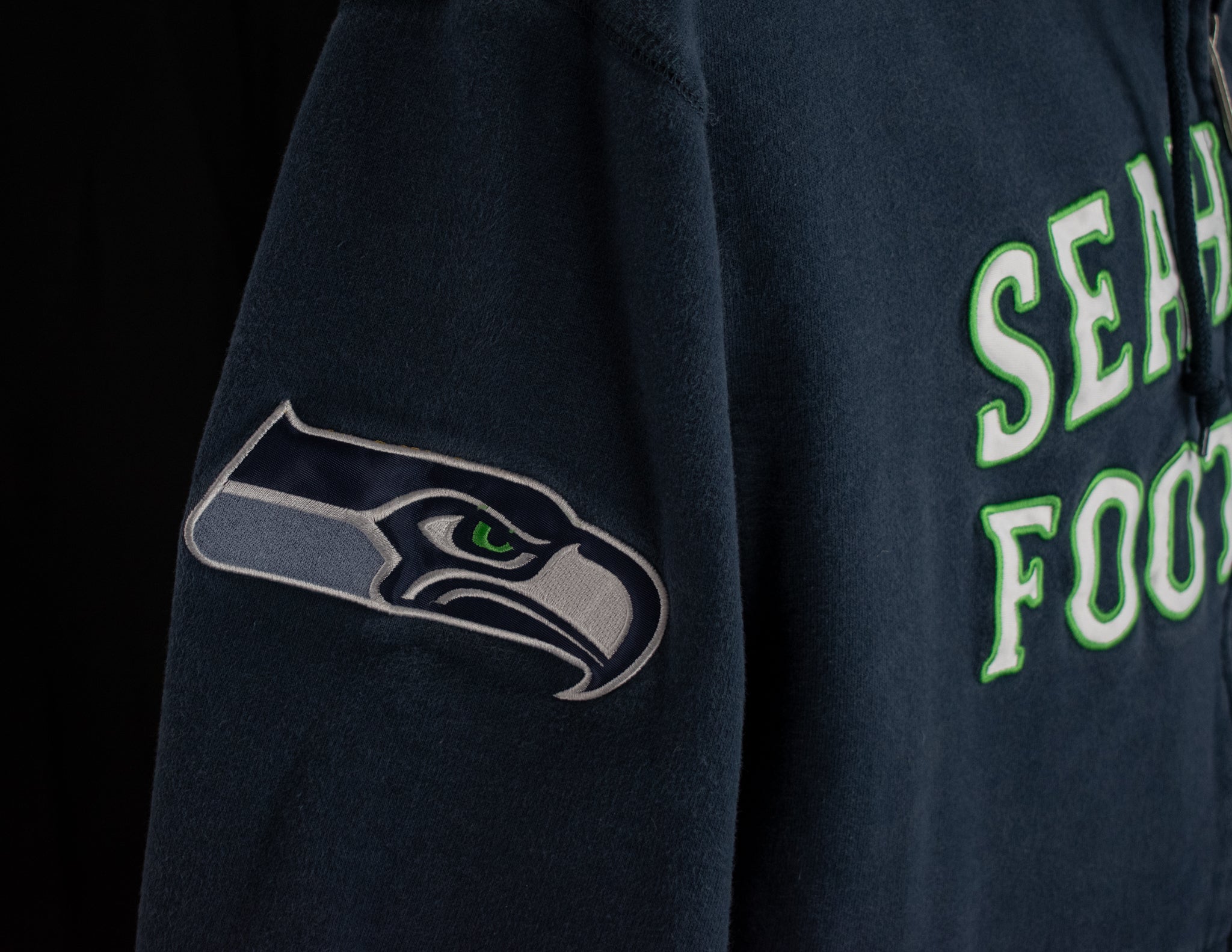 Seahawks Sweatshirt Mens Medium NFL Football Hoodie Authentic Blue Stitched