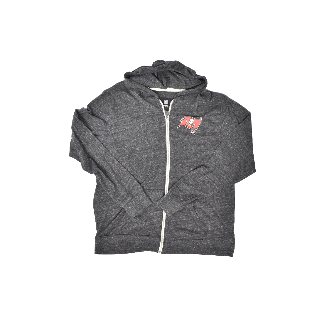 Tampa Bay Buccaneers NFL Football Large Grey Hoodie Authentic Zip Up Adult Sweatshirt