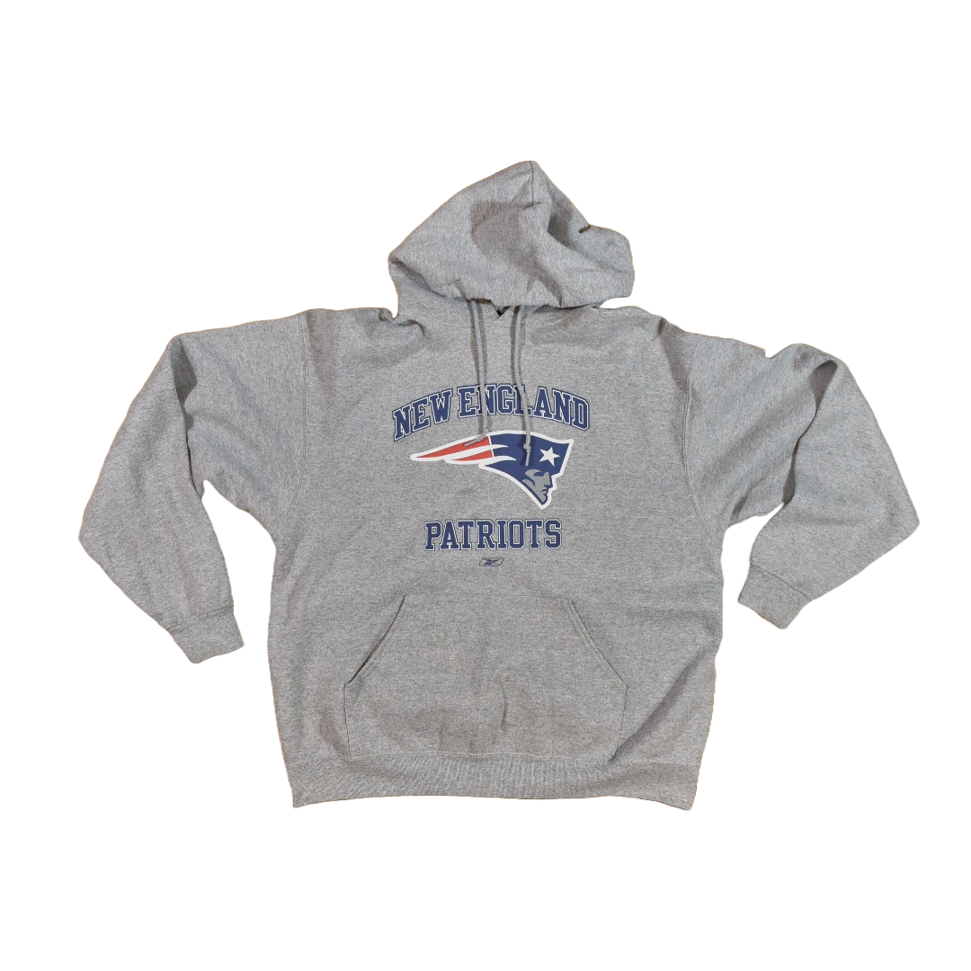 New England Patriots XL Sweatshirt NFL Football Hoodie Adult Authentic Reebok Gray