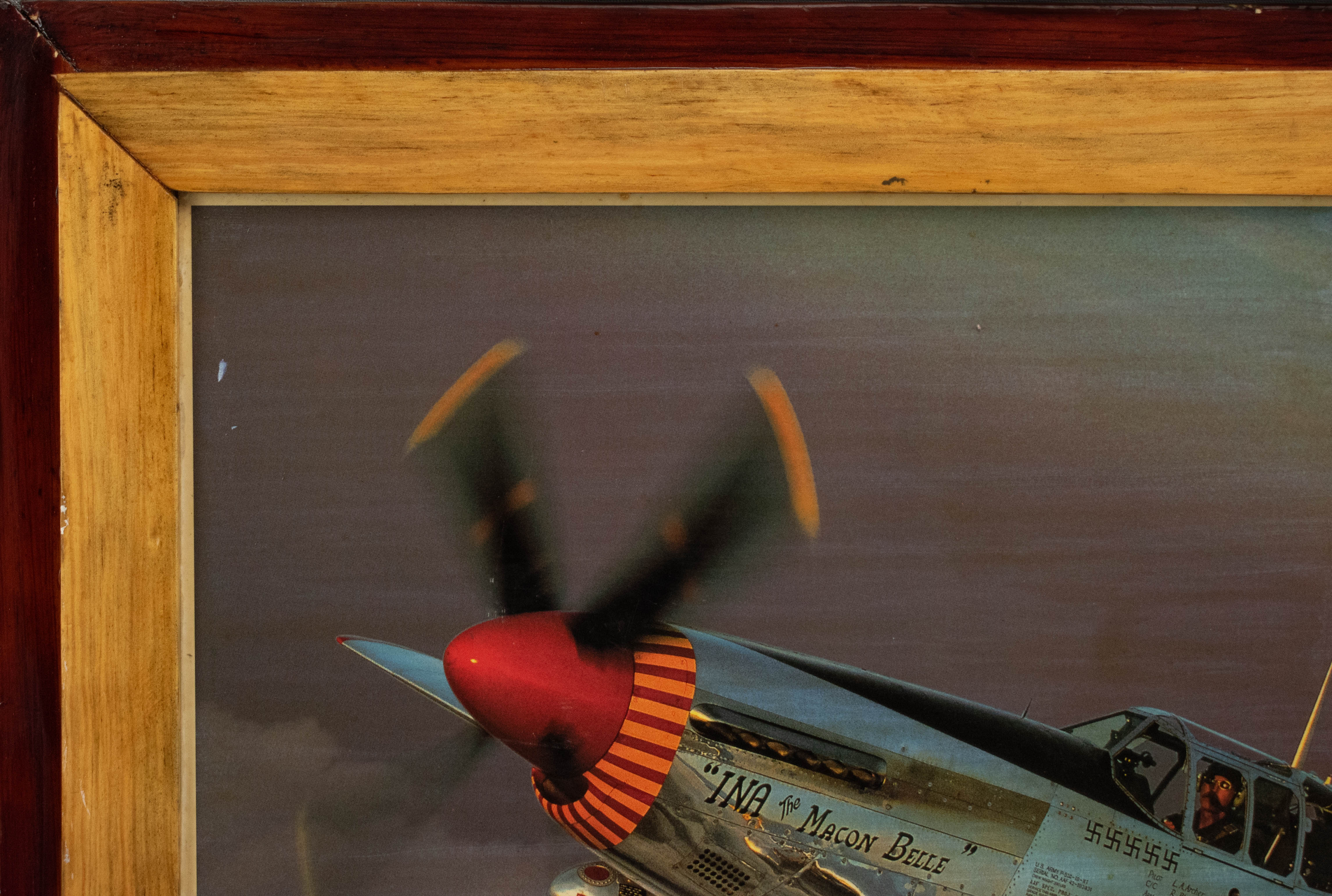North American P-51C 10-NT Mustang Photo Framed In Wood Vintage Plane Image 20x15