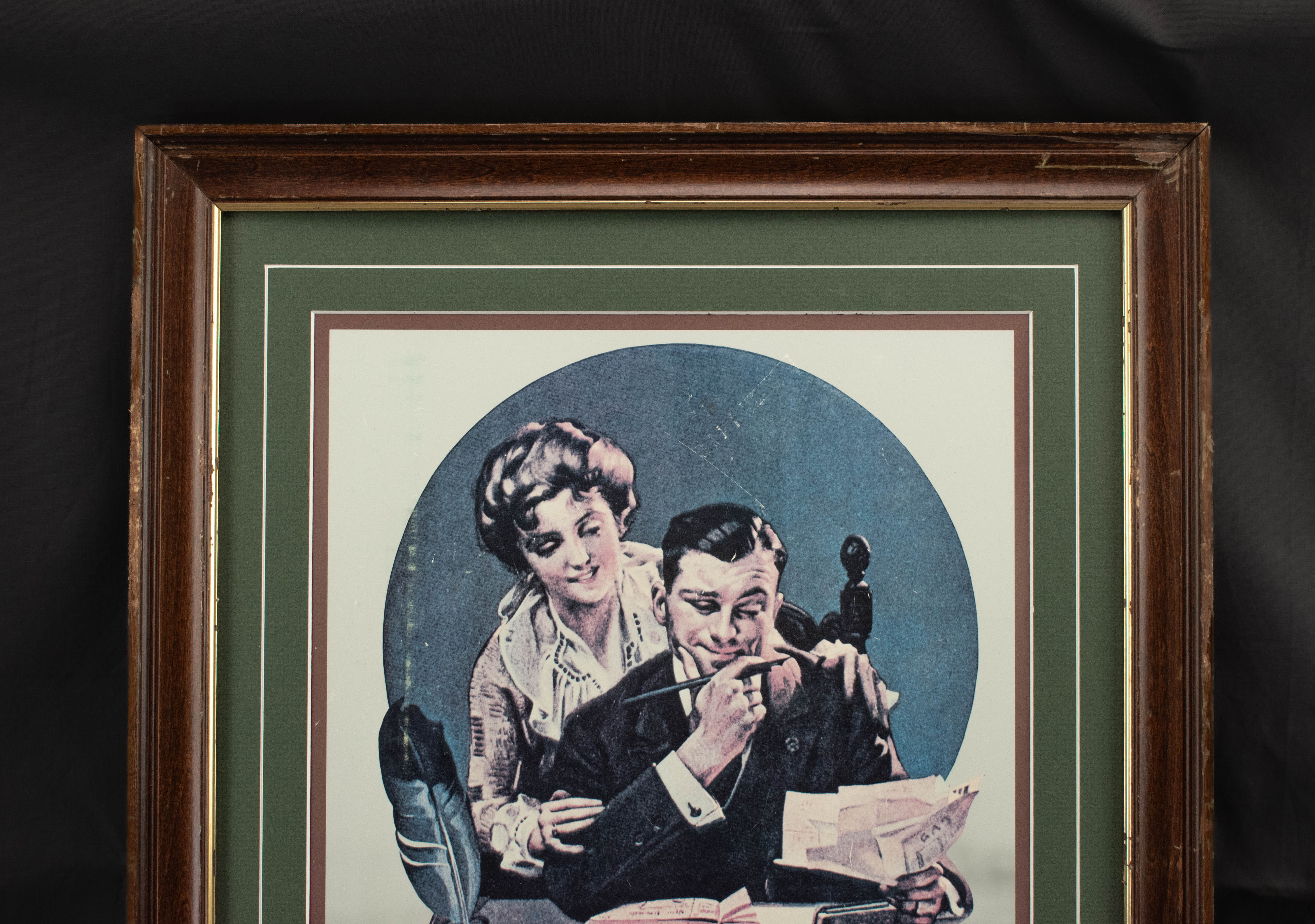 Norman Rockwell Framed Art With Original Stamps The First of the Month