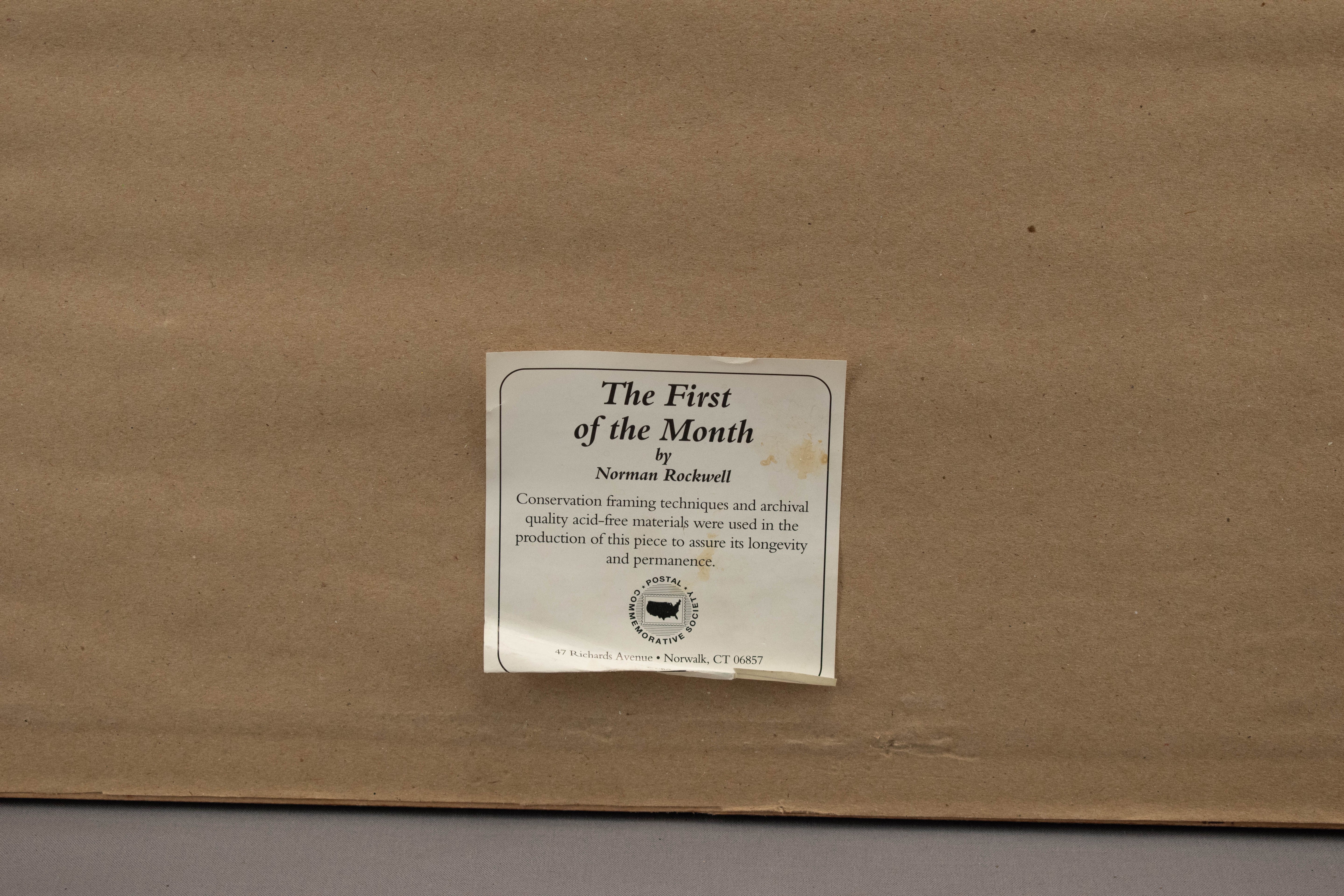 Norman Rockwell Framed Art With Original Stamps The First of the Month
