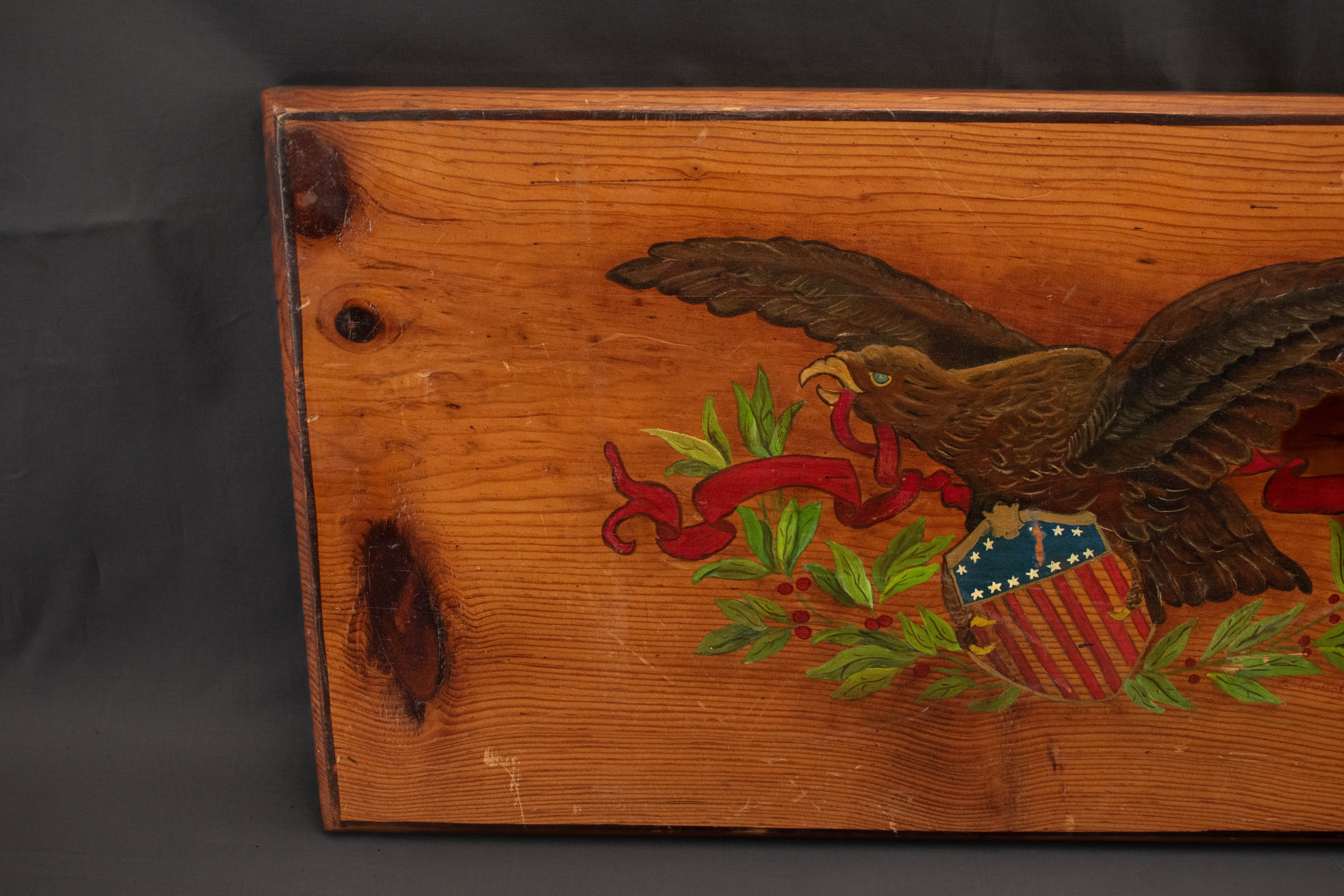 American Eagle Wood Artwork Custom Made Wall Decor USA Vintage American Eagle 22x11