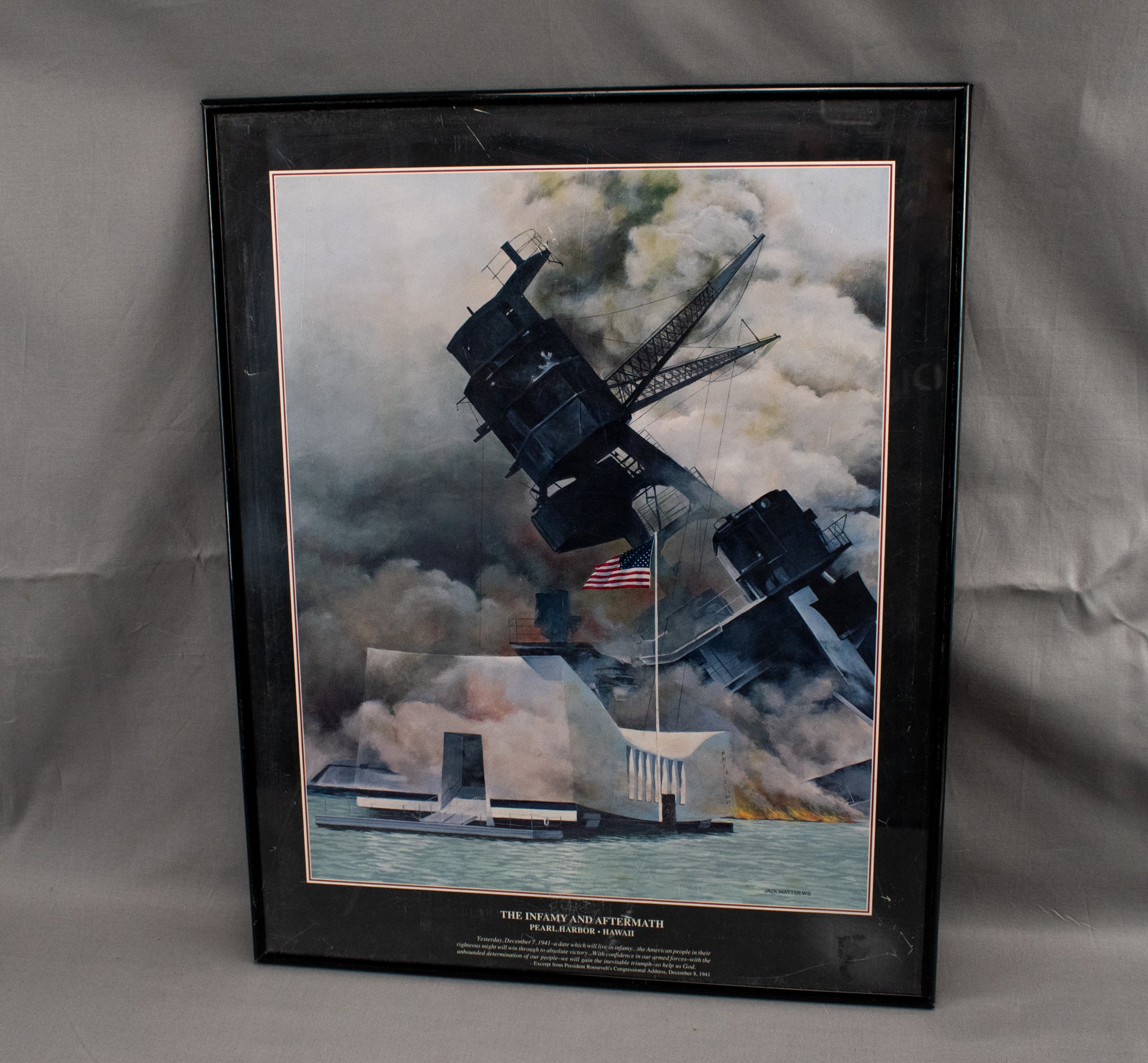 Pearl Harbor Hawaii After Math Vintage Framed Poster Print Dec 7 Island Heritage Published