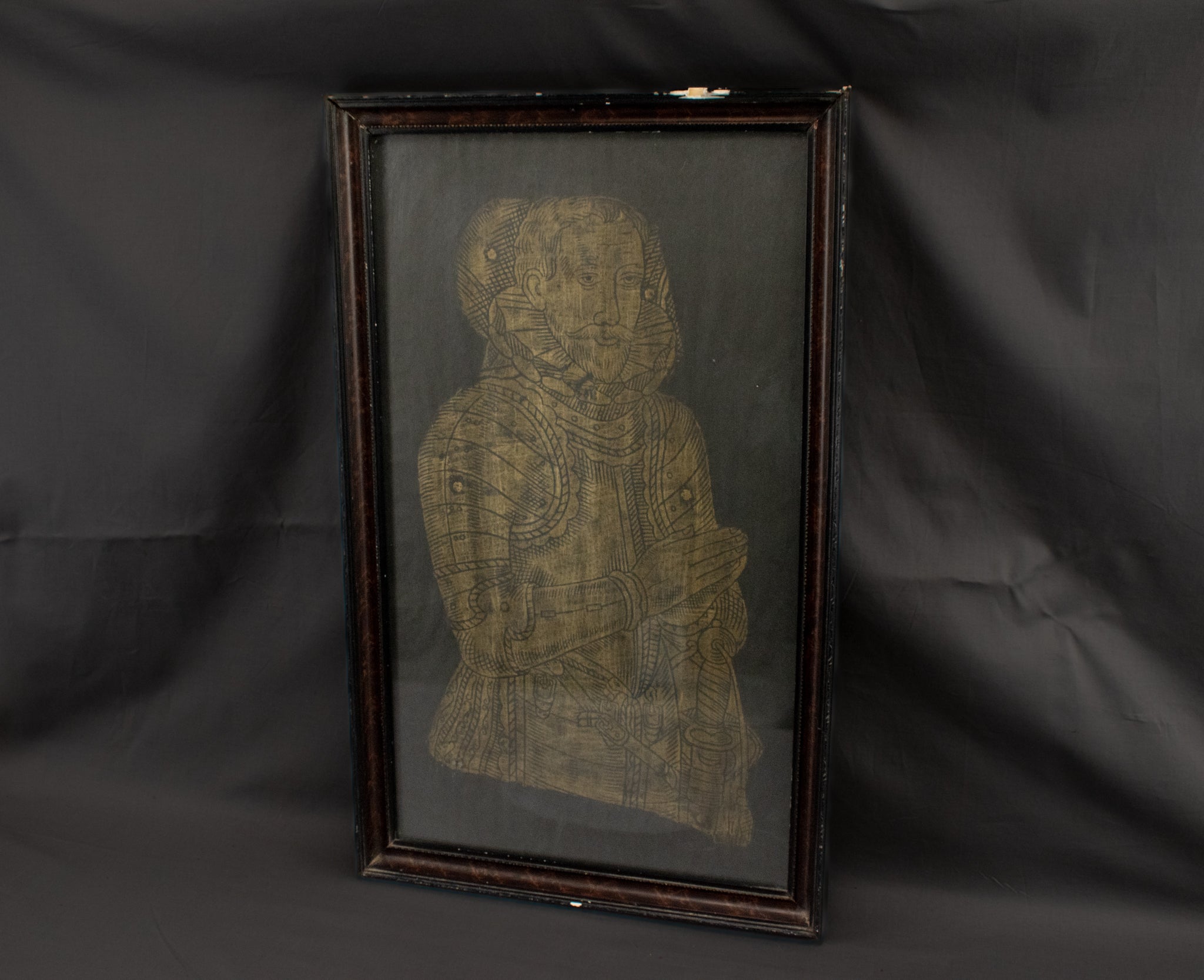Vintage England Medieval Brass Engraving Rubbing Unidentified Framed