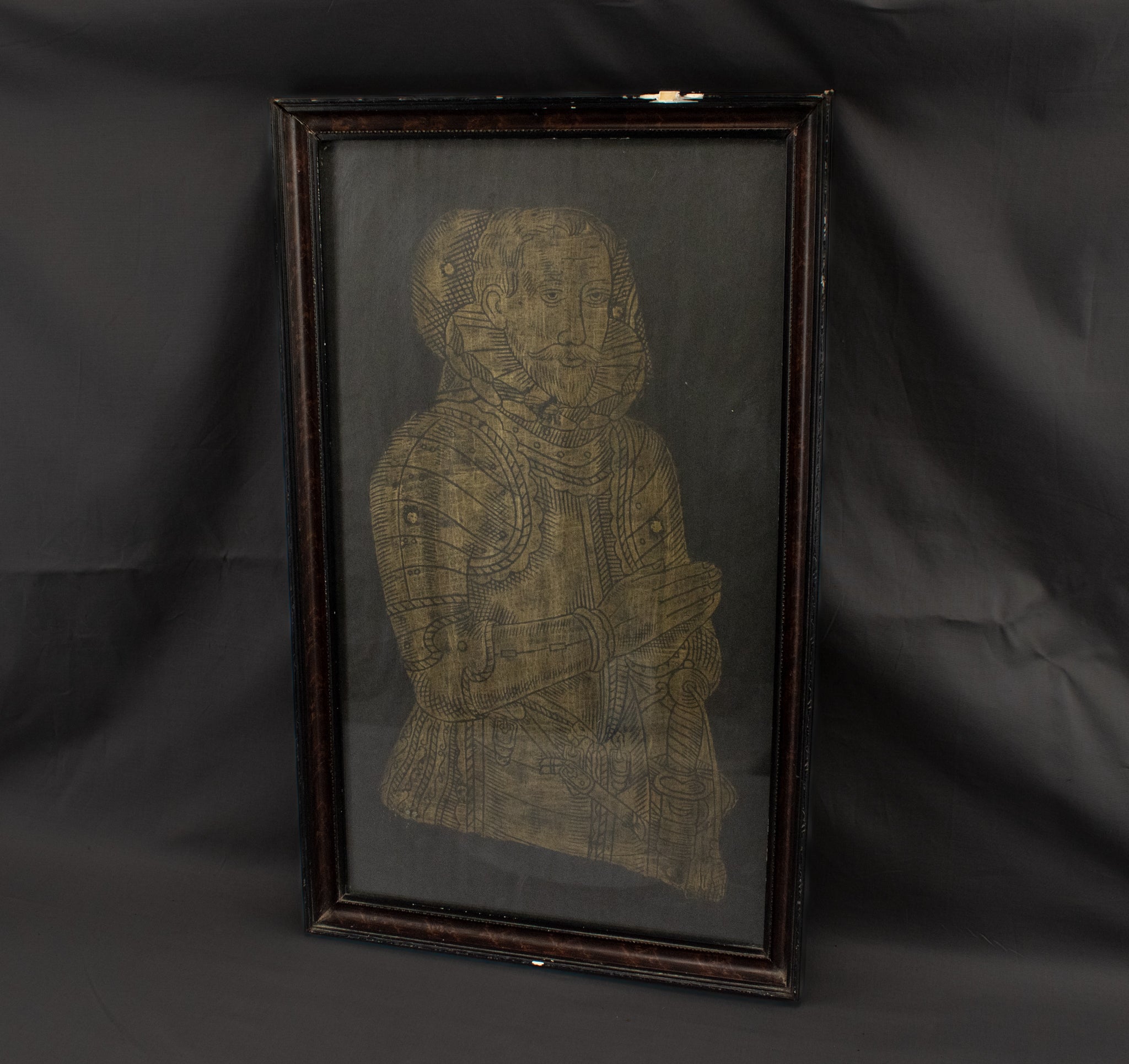 Vintage England Medieval Brass Engraving Rubbing Unidentified Framed