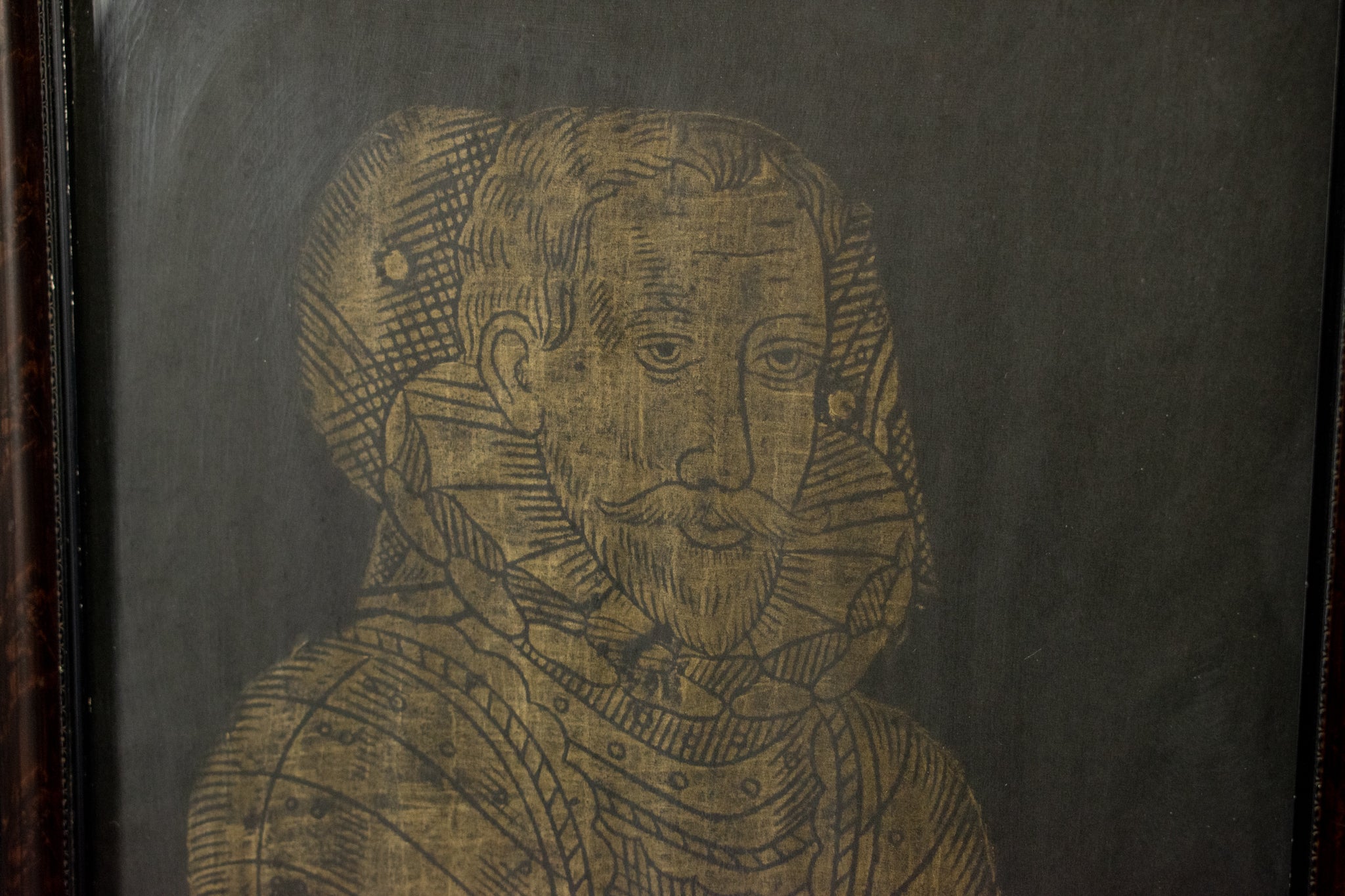 Vintage England Medieval Brass Engraving Rubbing Unidentified Framed