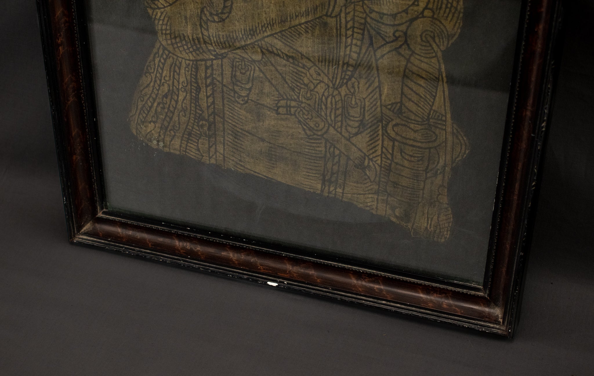 Vintage England Medieval Brass Engraving Rubbing Unidentified Framed