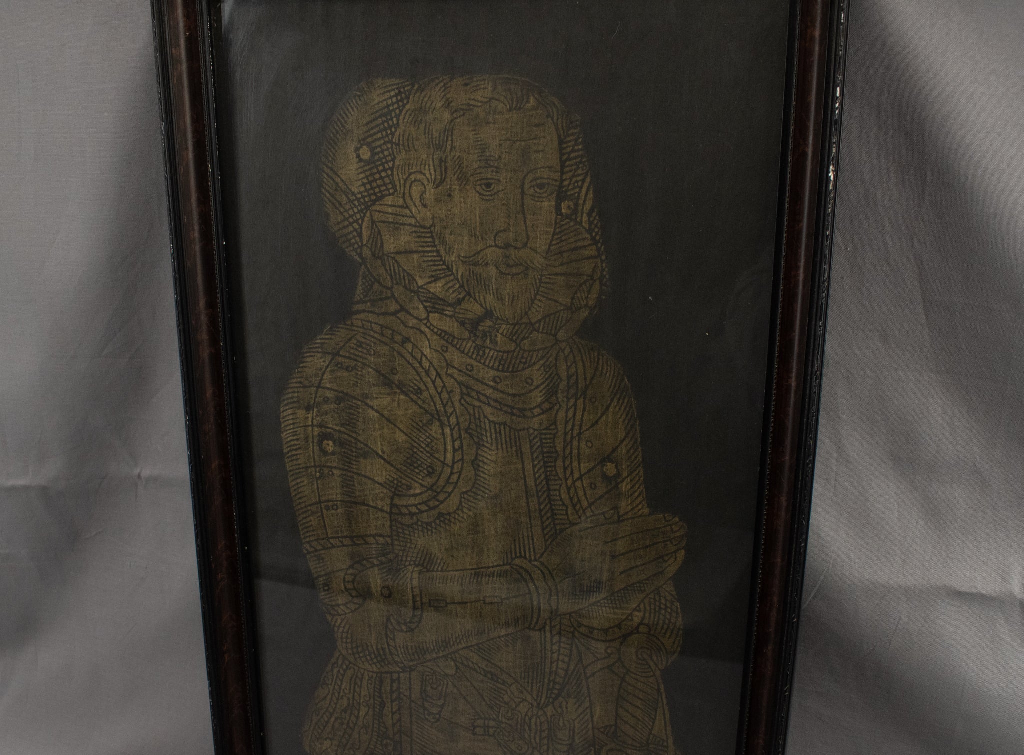 Vintage England Medieval Brass Engraving Rubbing Unidentified Framed