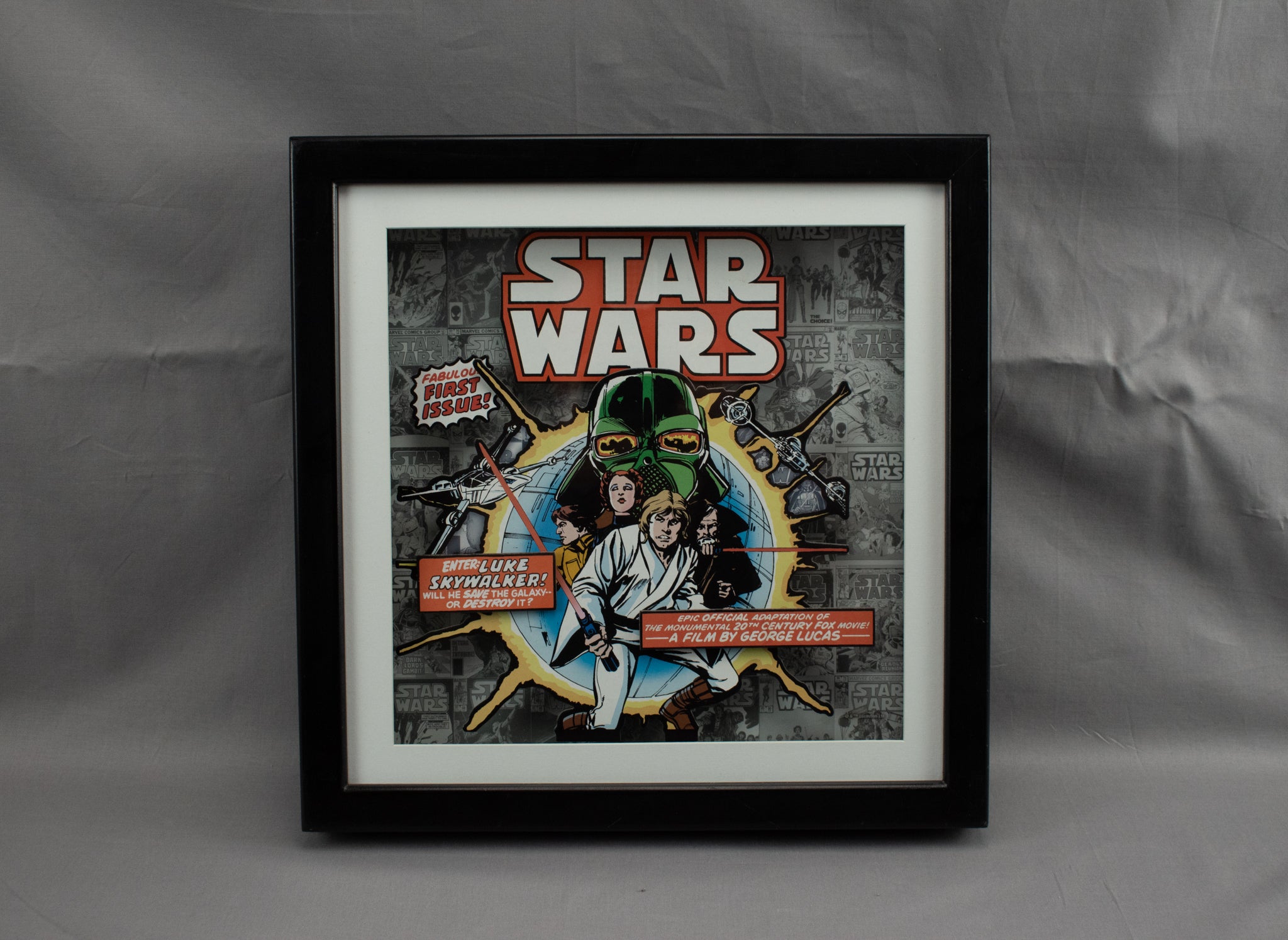 Star Wars Shadow Box 3D Art Comic Book Used Black and White 14x14