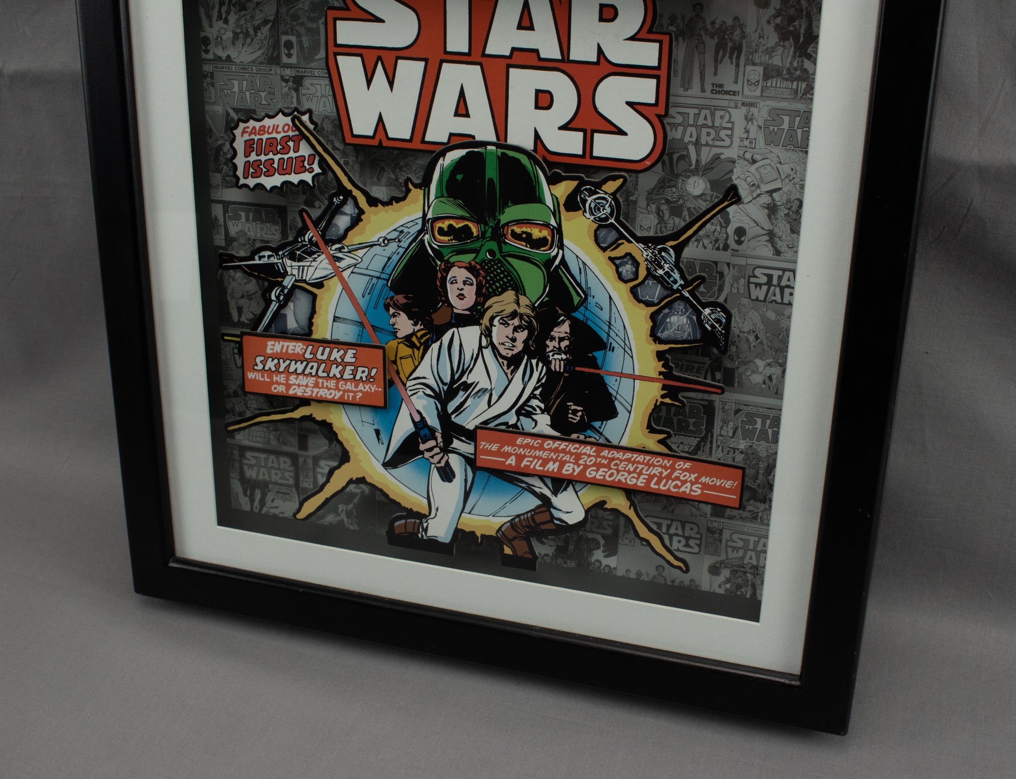 Star Wars Shadow Box 3D Art Comic Book Used Black and White 14x14