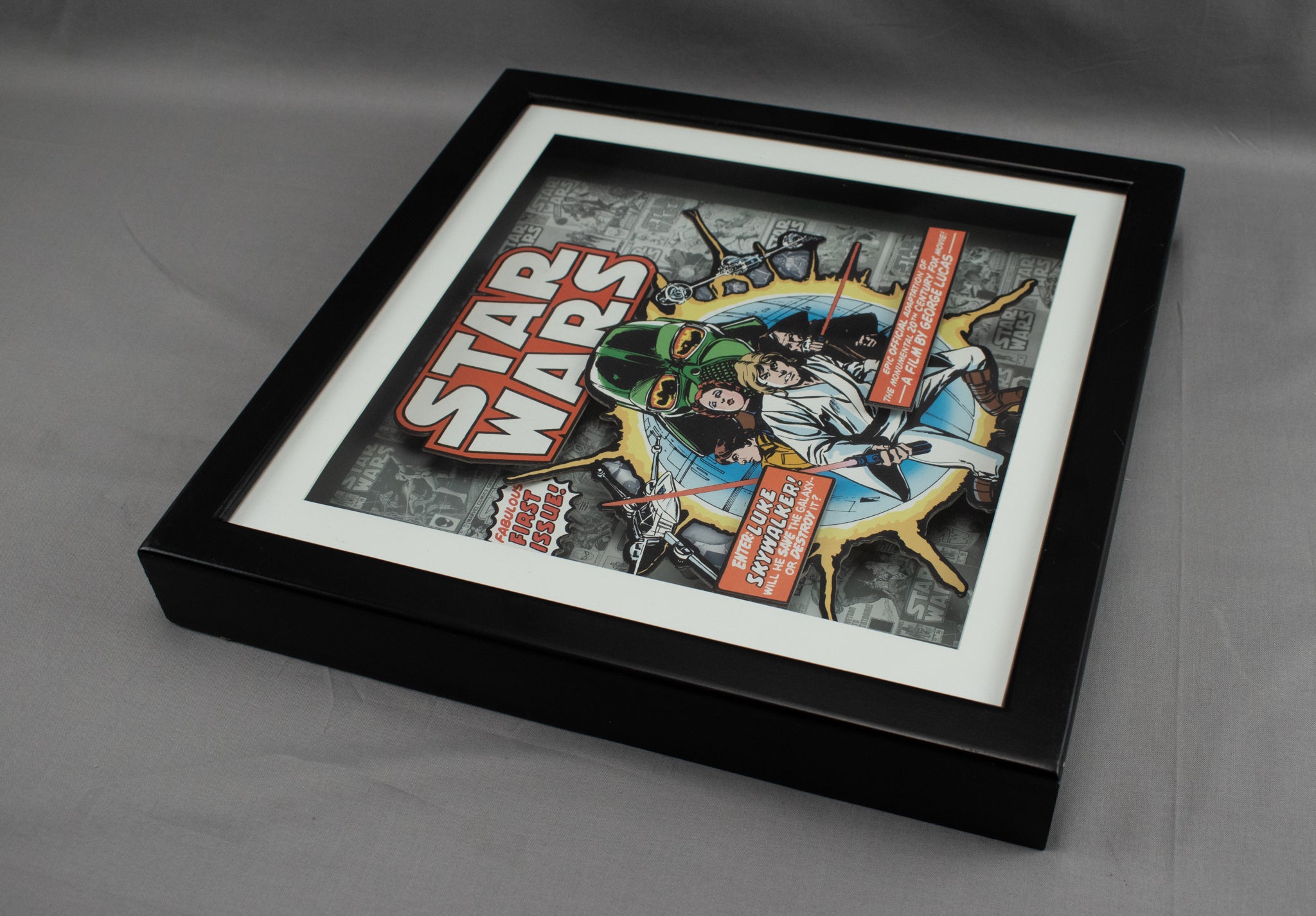 Star Wars Shadow Box 3D Art Comic Book Used Black and White 14x14