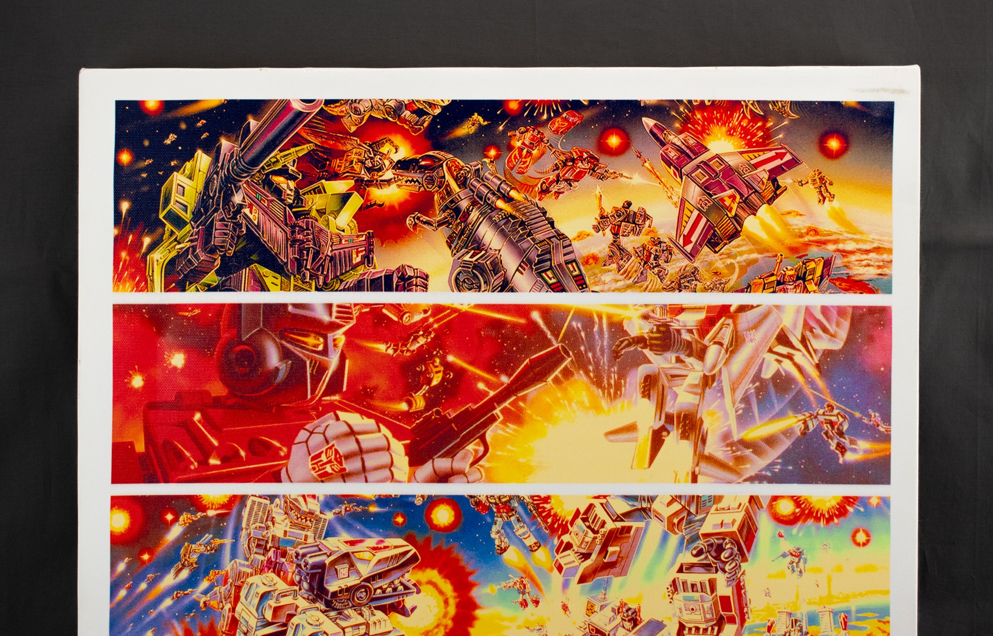 Transformers Comic Art Canvas Print Framed White 30x19 USED